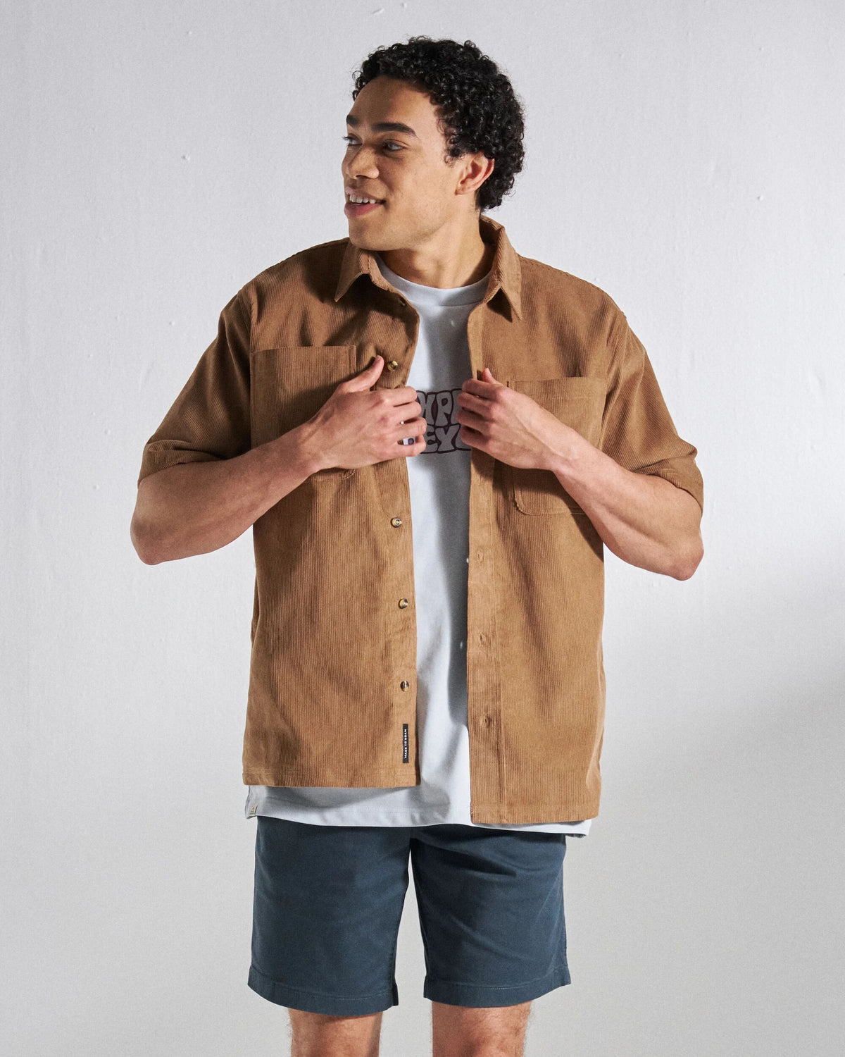 Backcountry Short Sleeve Cord Shirt - Toffee - Studio Model