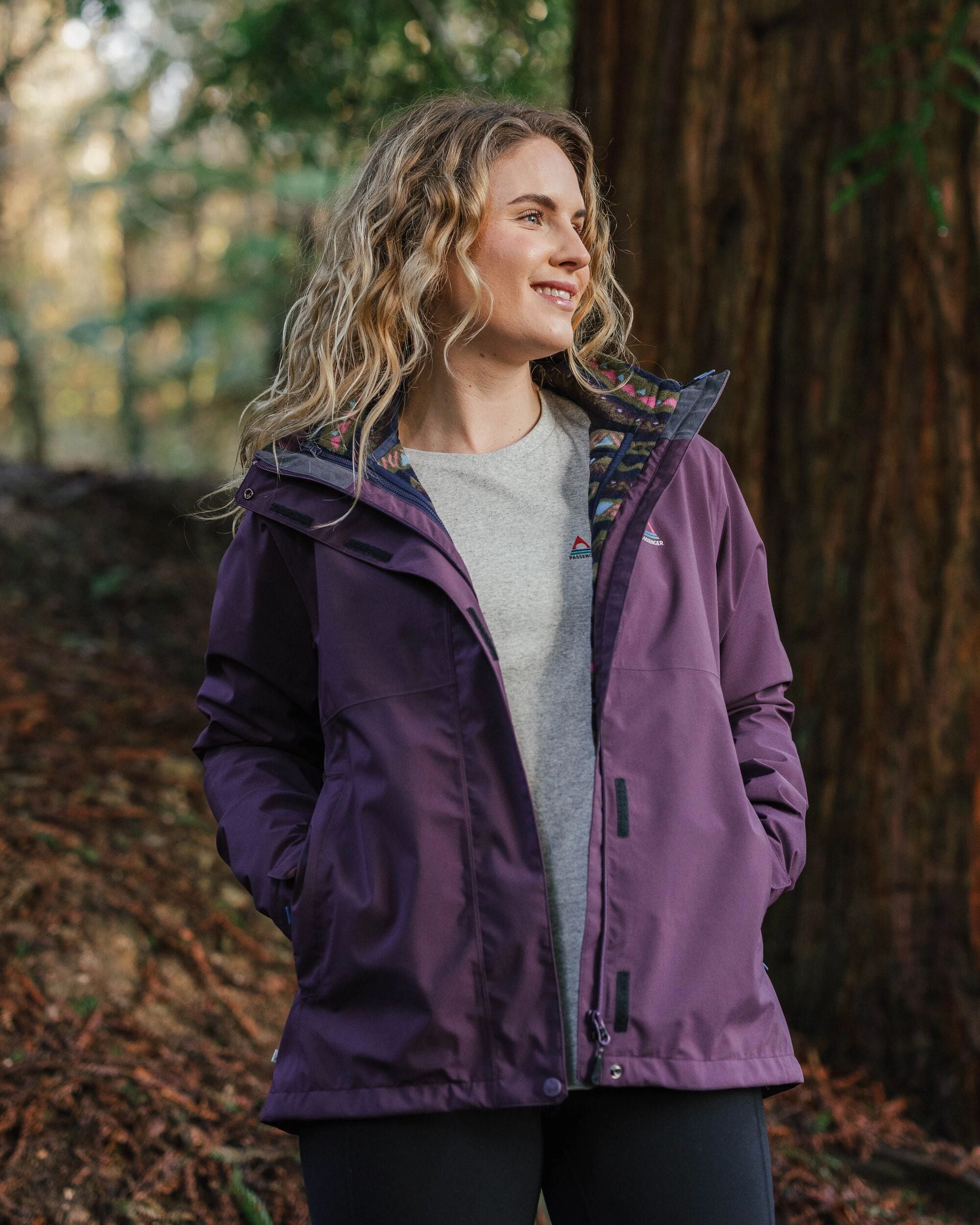 Breckenridge Recycled Waterproof 3 In 1 Jacket - Deep Plum - Lifestyle