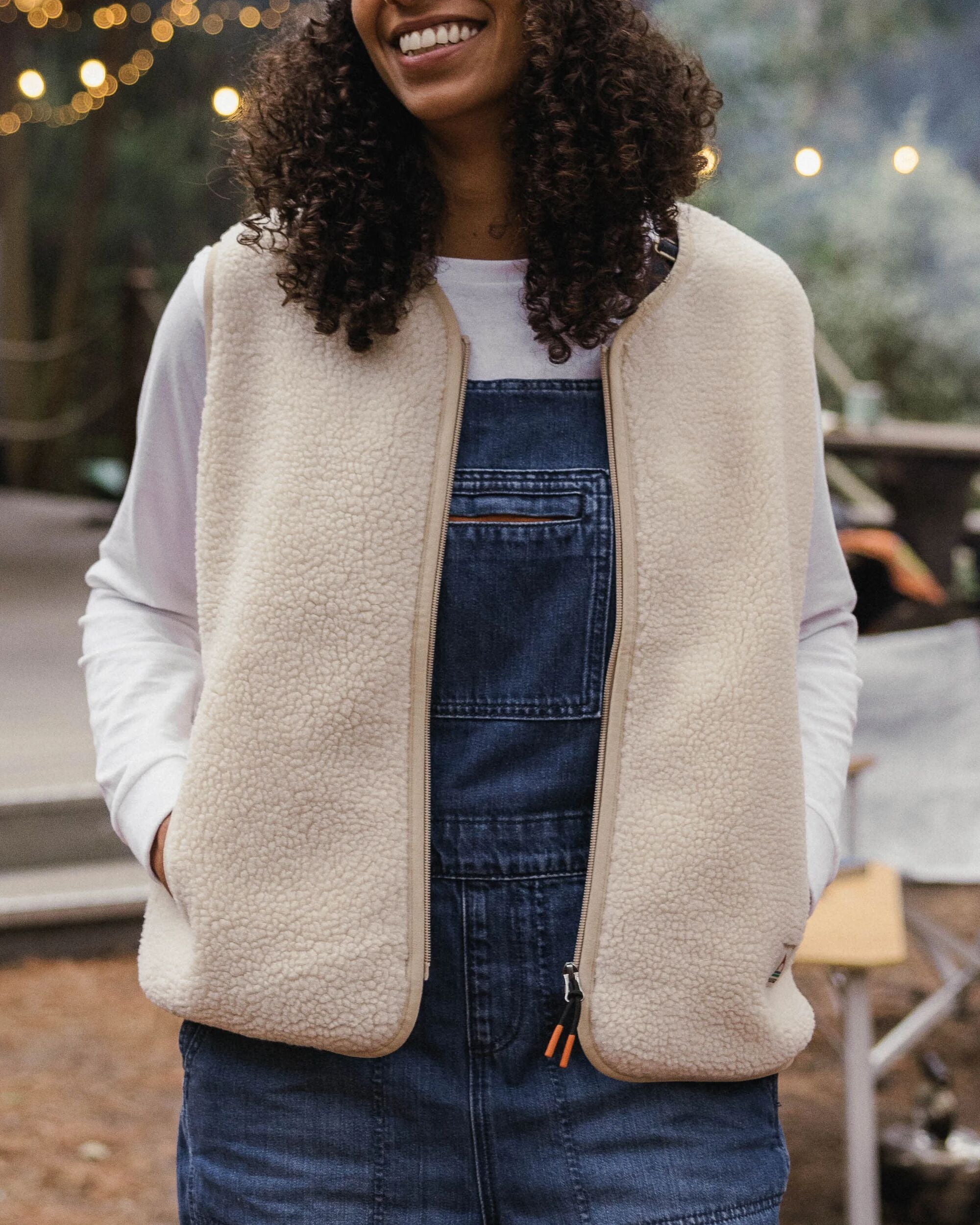 Tawny Collarless Deep-Pile Sherpa Gilet Oat – Passenger