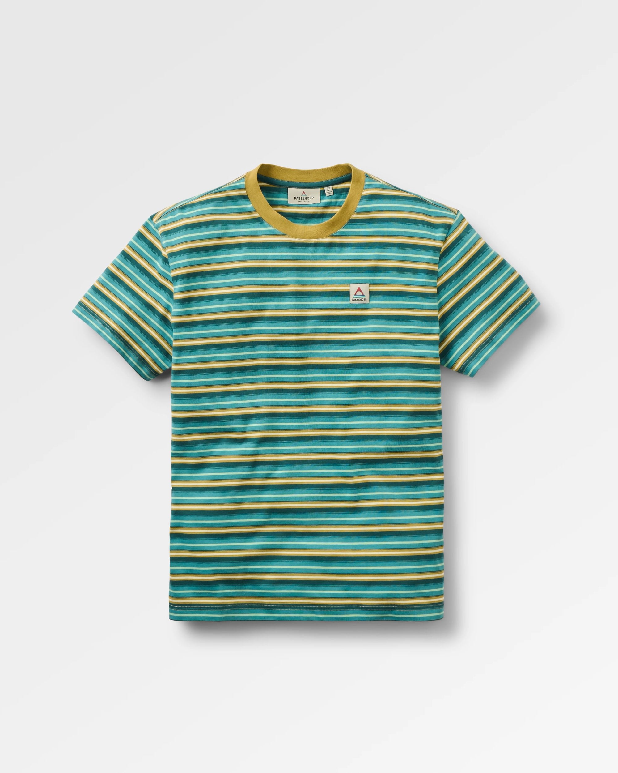Retro Relaxed Fit T-Shirt - Ocean Teal Multi Stripe