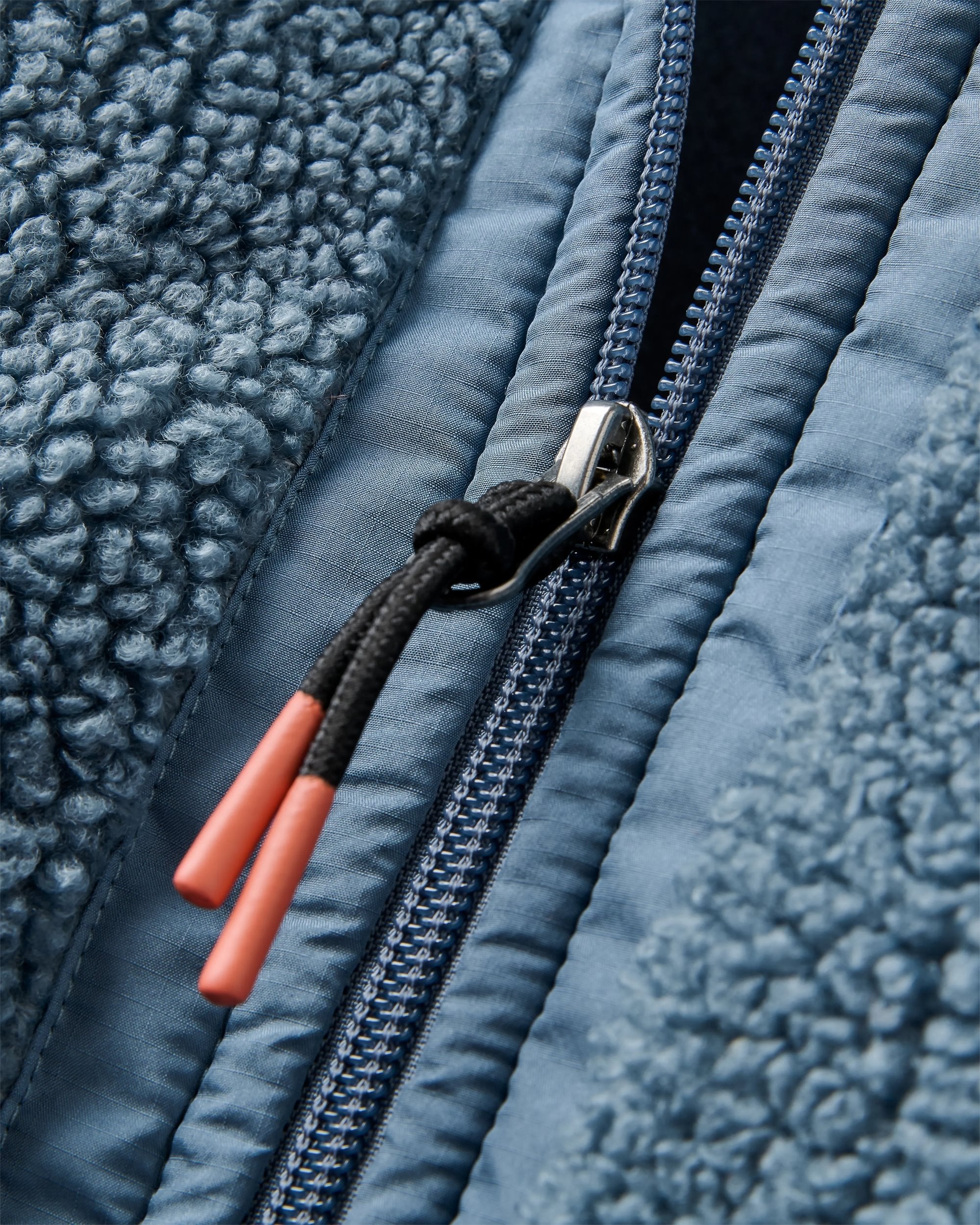 Lucia Recycled Sherpa Fleece - Stormy Blue - Flatlay