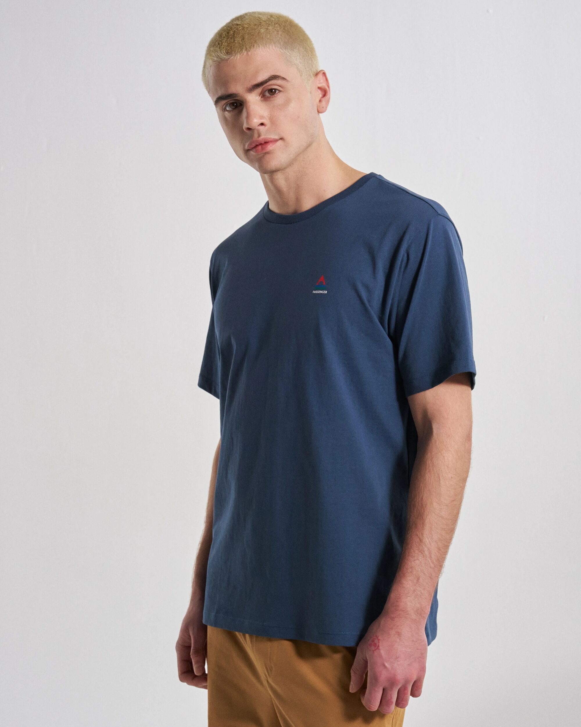Classic Logo Organic Cotton T-Shirt - Rich Navy - Studio Model