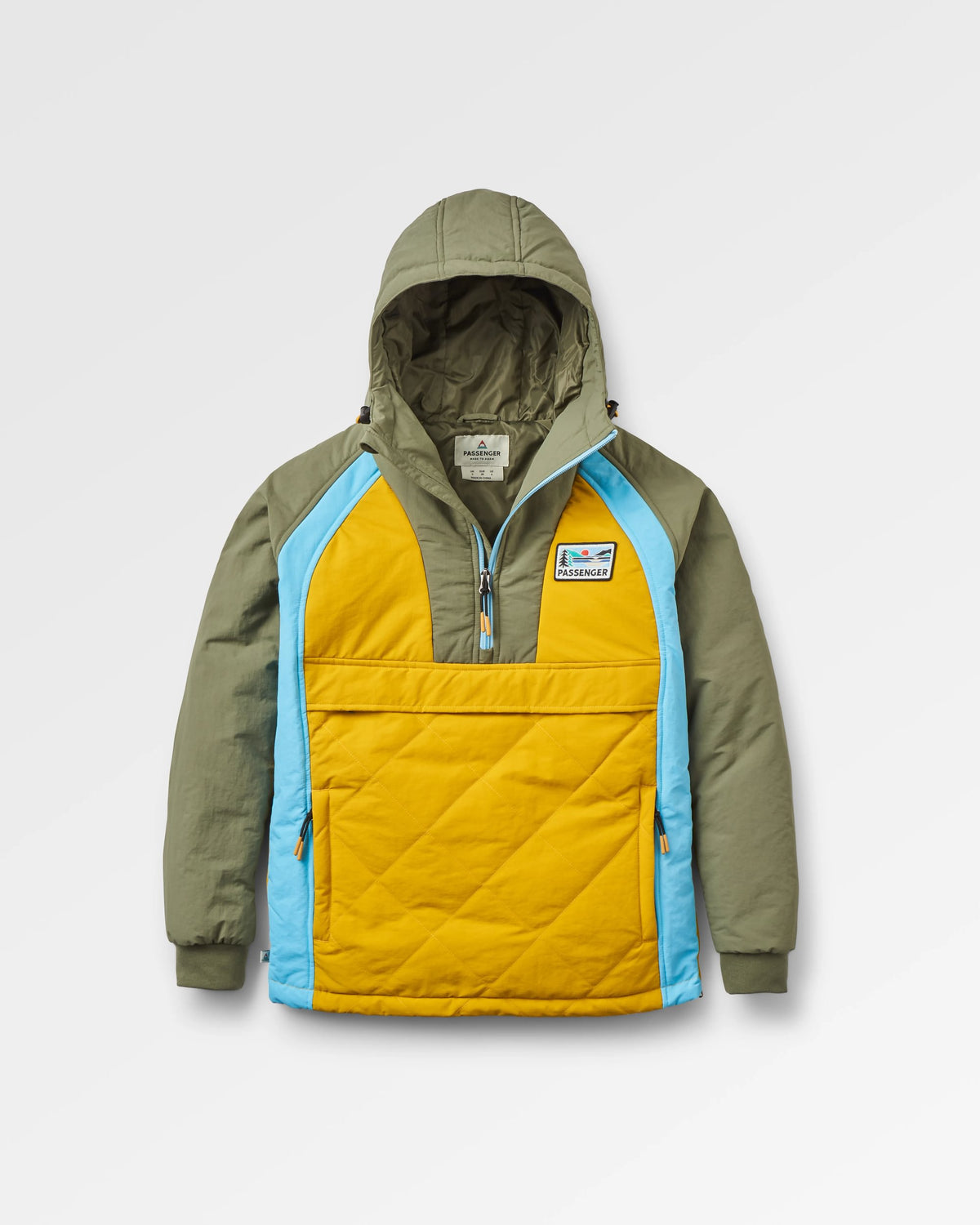 Ocean Recycled Insulated Anorak - Dusty Olive/Heritage Yellow - Flatlay