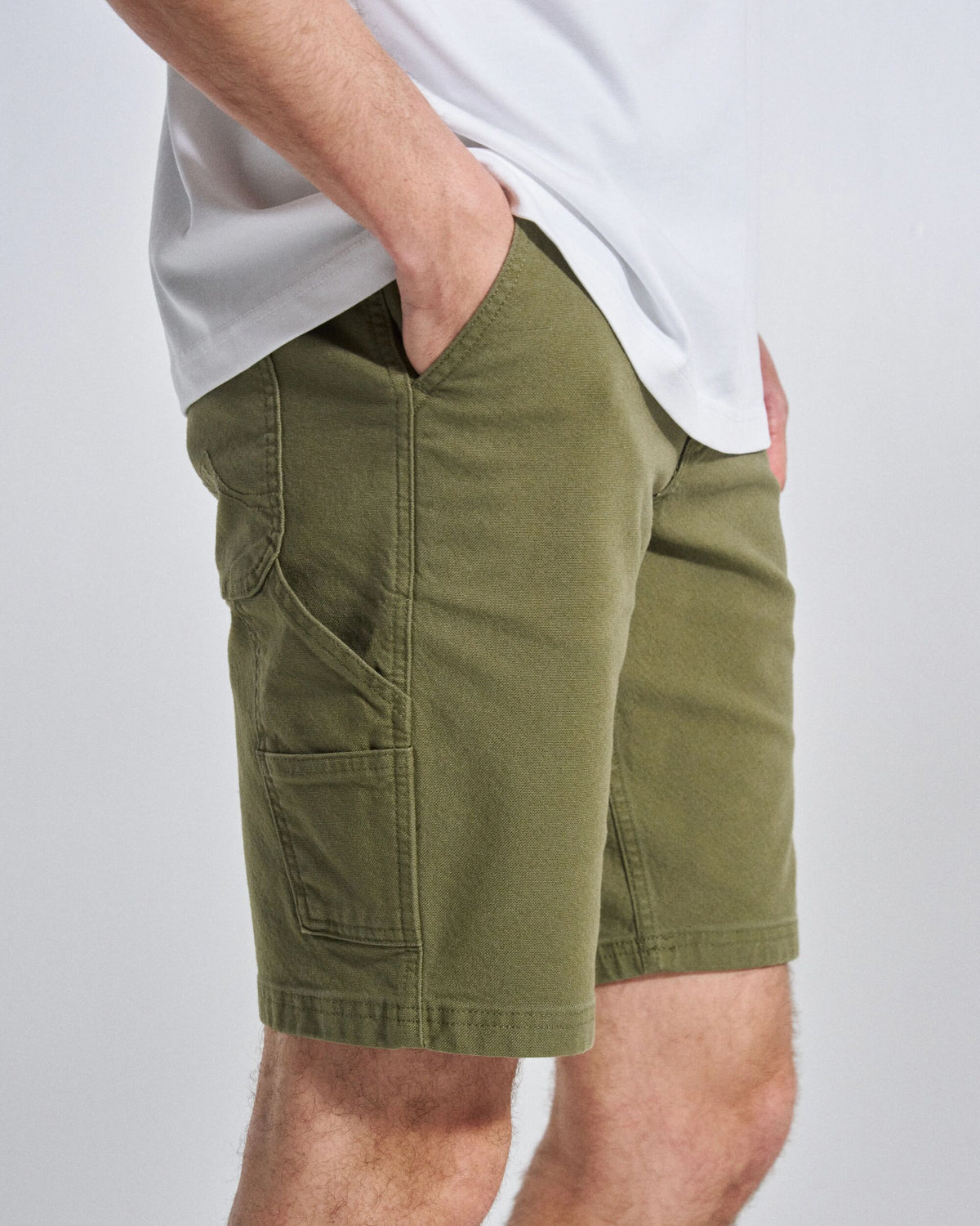 Vantage Cotton Canvas Short - Khaki - Studio Model