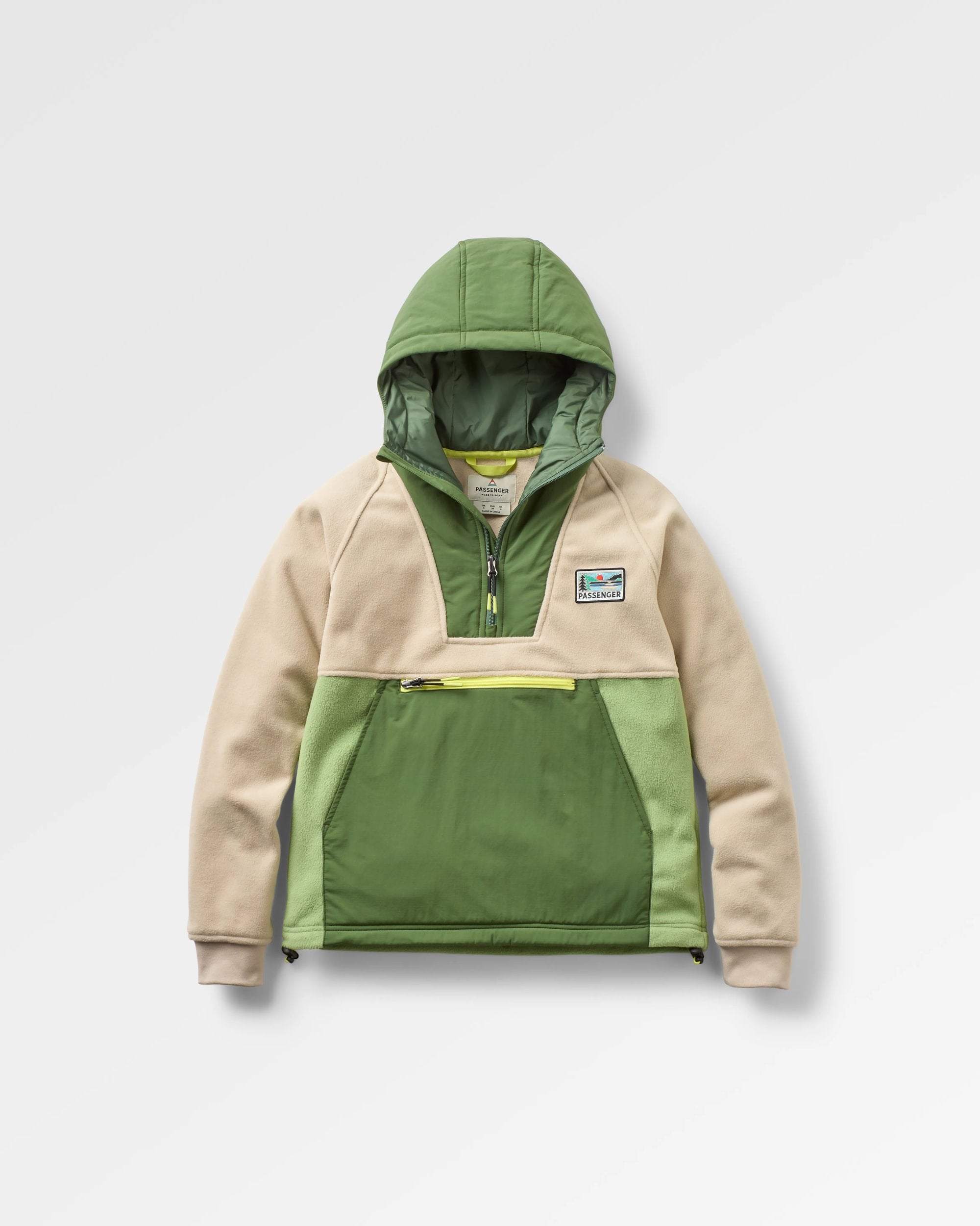Alexander Hooded Polar Fleece - Feather/Wild Green - Flatlay