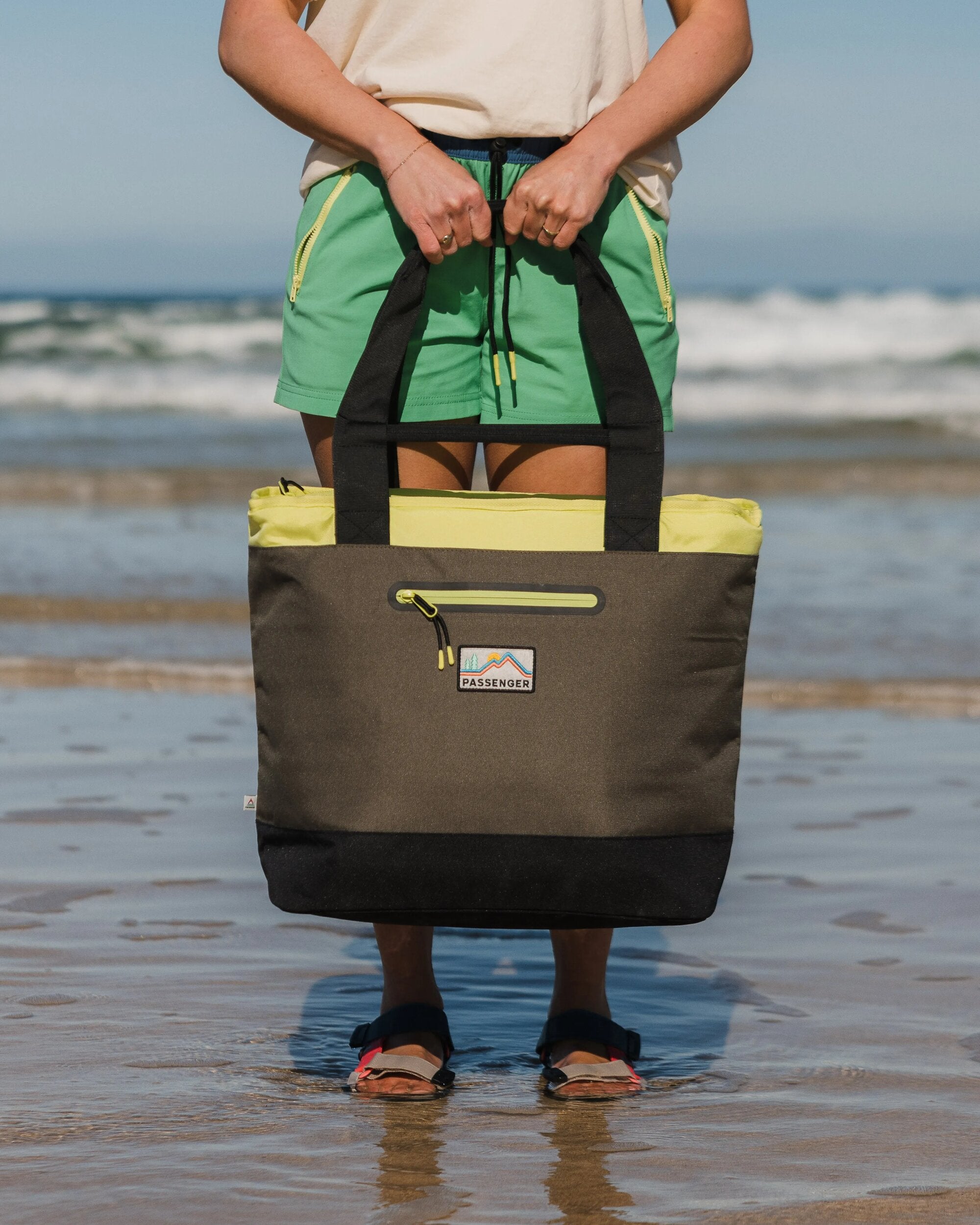 Tote Recycled Cooler Bag - Khaki Multi - Lifestyle - Female