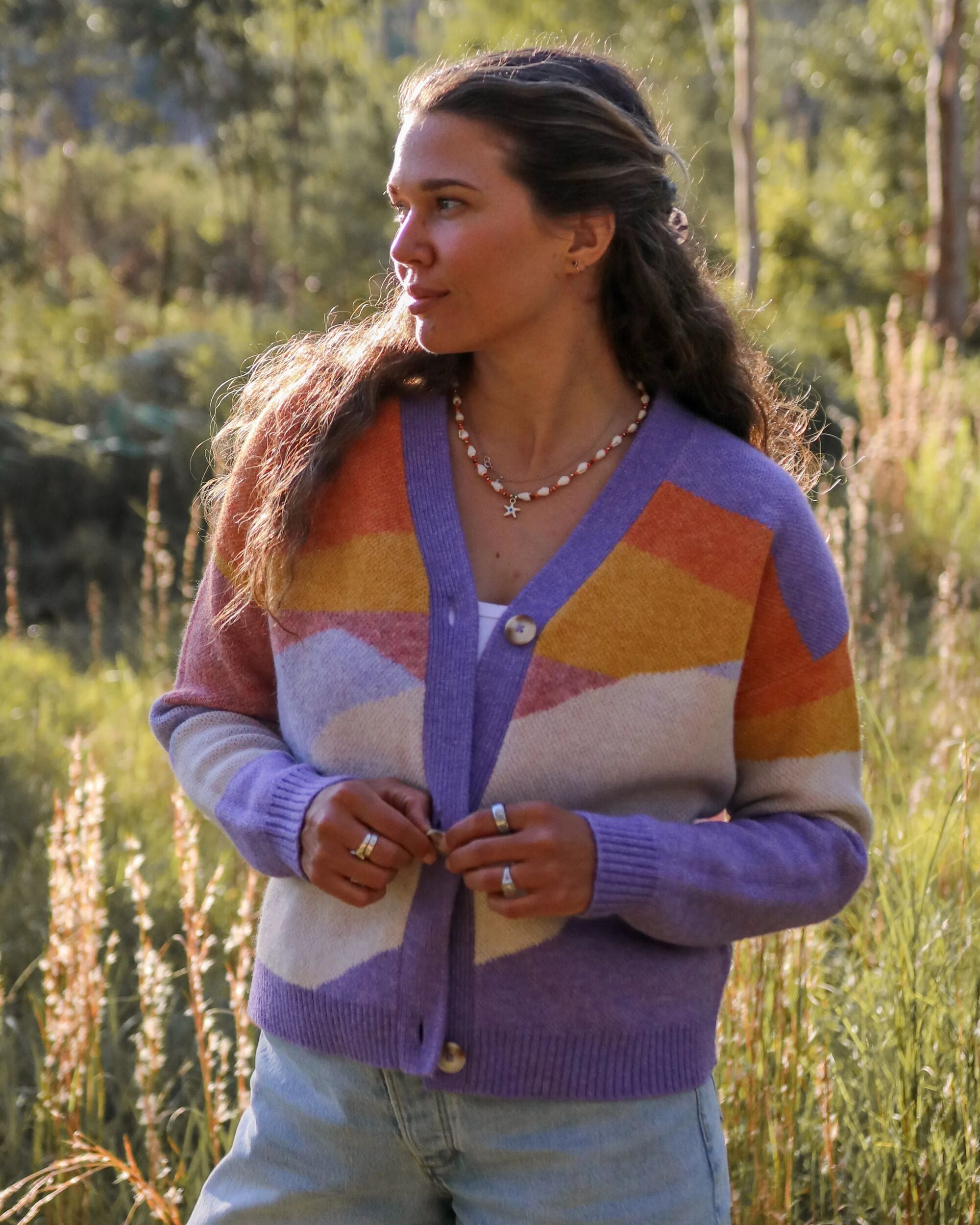Scenic Recycled Knitted Cardigan - Scenic Sunrise Orange - Lifestyle