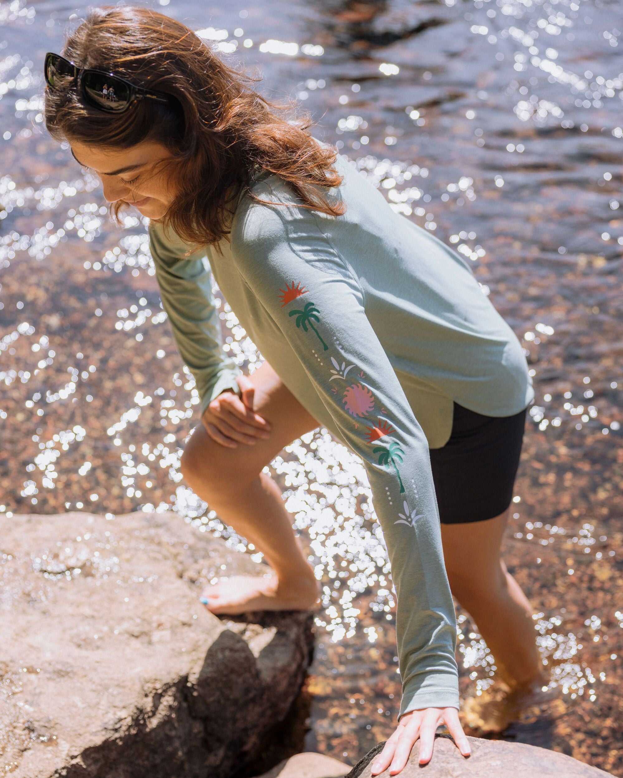 Sunvale Lightweight UPF50 LS T-Shirt - Pistachio Marl - Lifestyle