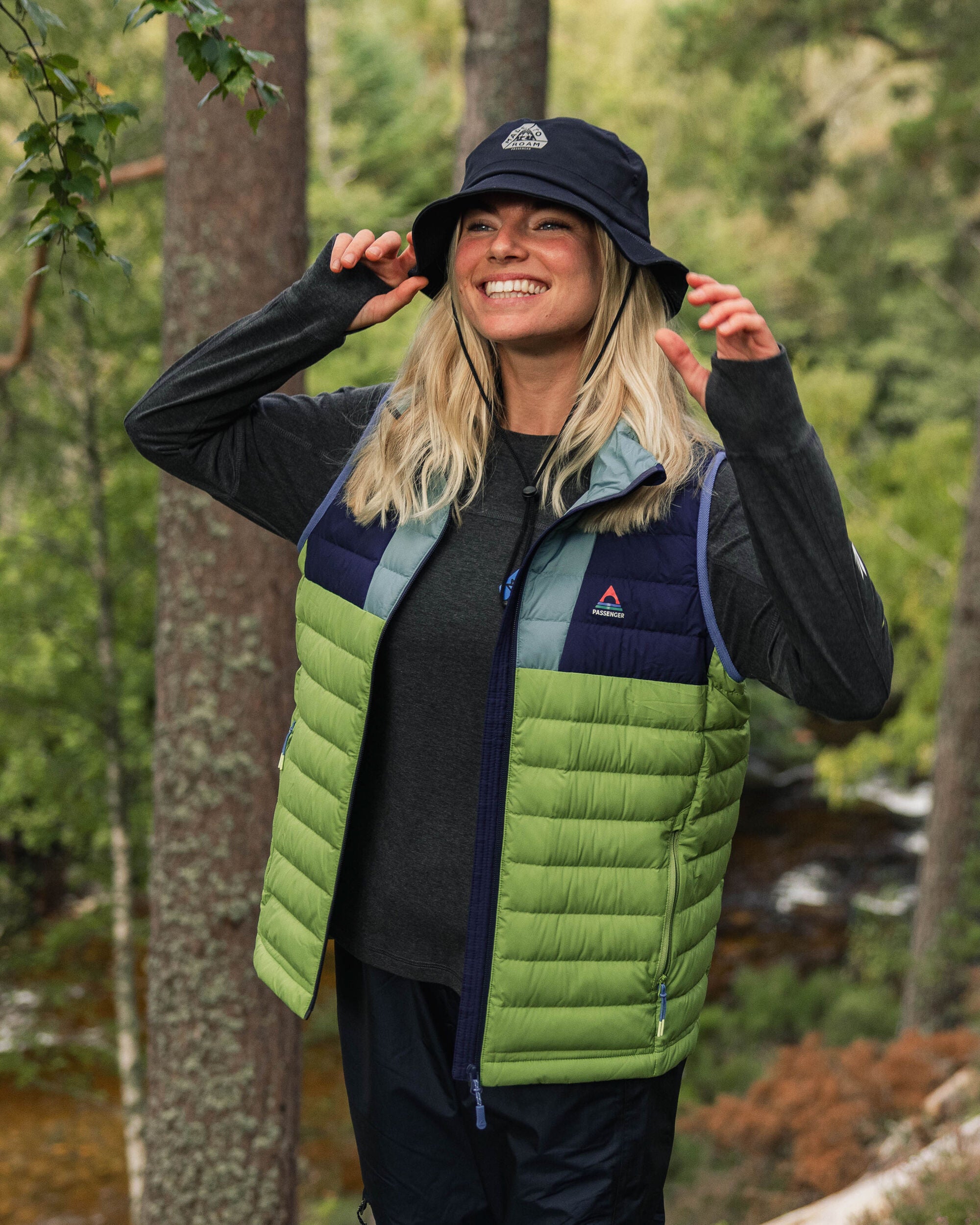 Northstar Down Recycled Gilet Rich Navy/Pear Green/Arctic Passenger