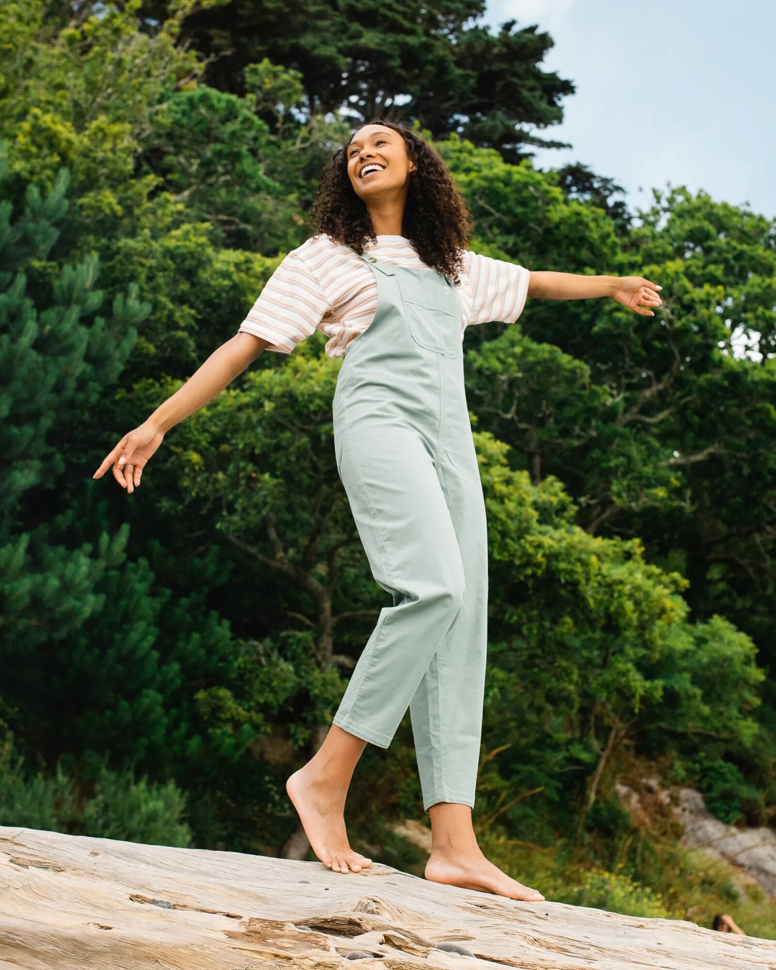 Meadows Organic Cotton Dungarees - Pistachio - Lifestyle