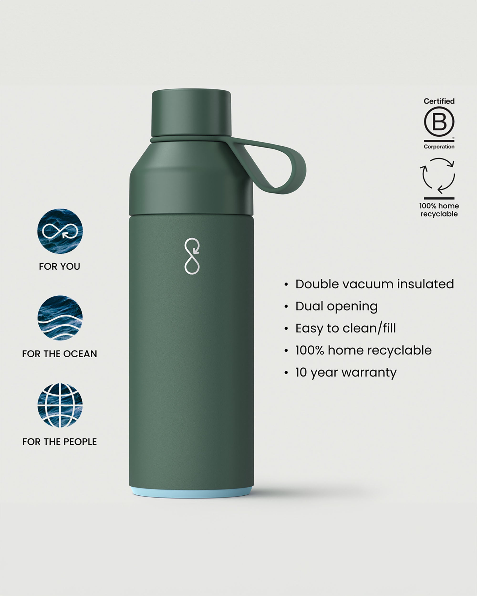 Original Ocean Bottle 500ml - Forest Green - Flatlay