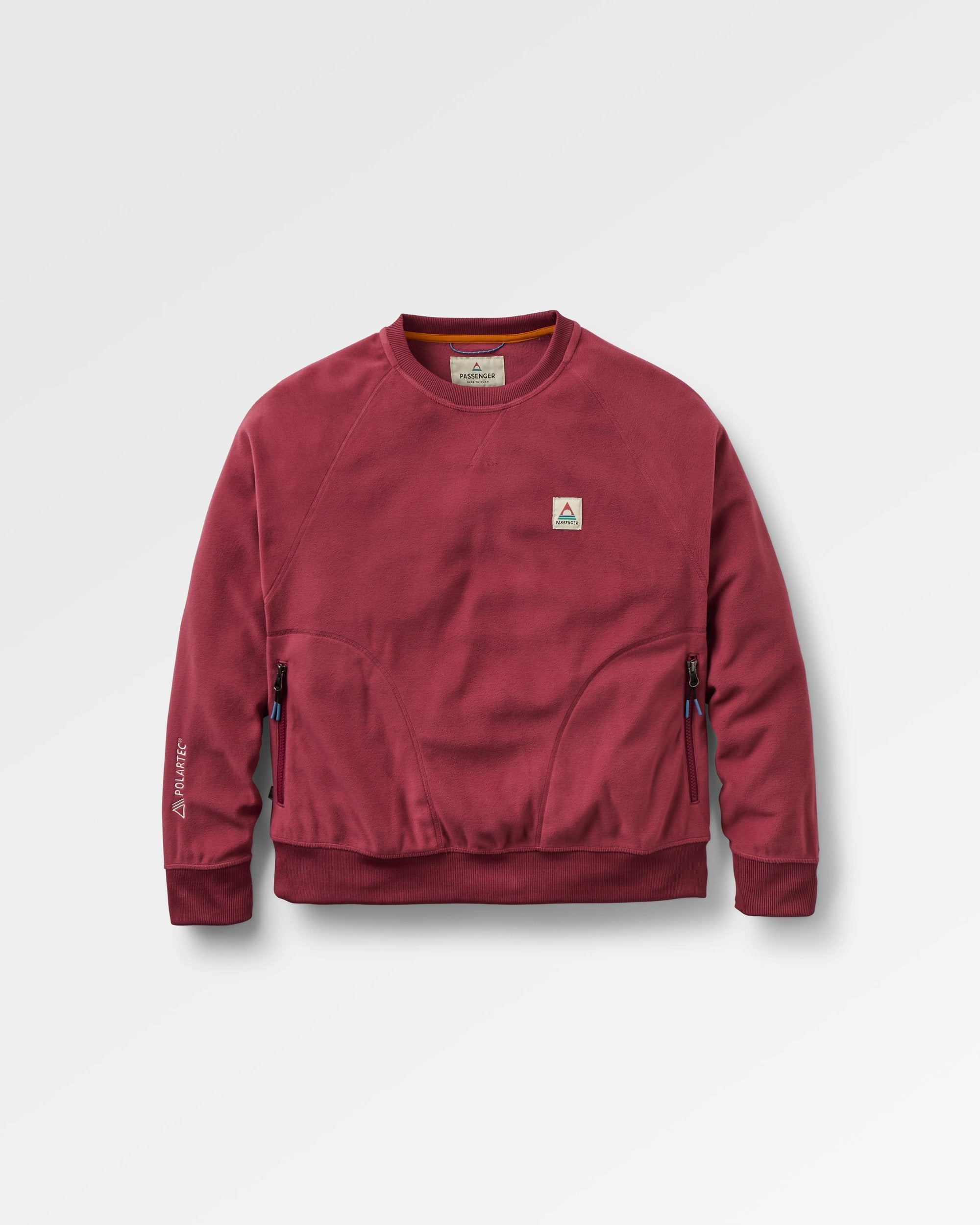 Ayla Micro Polartec® Crew Fleece - Maroon - Flatlay