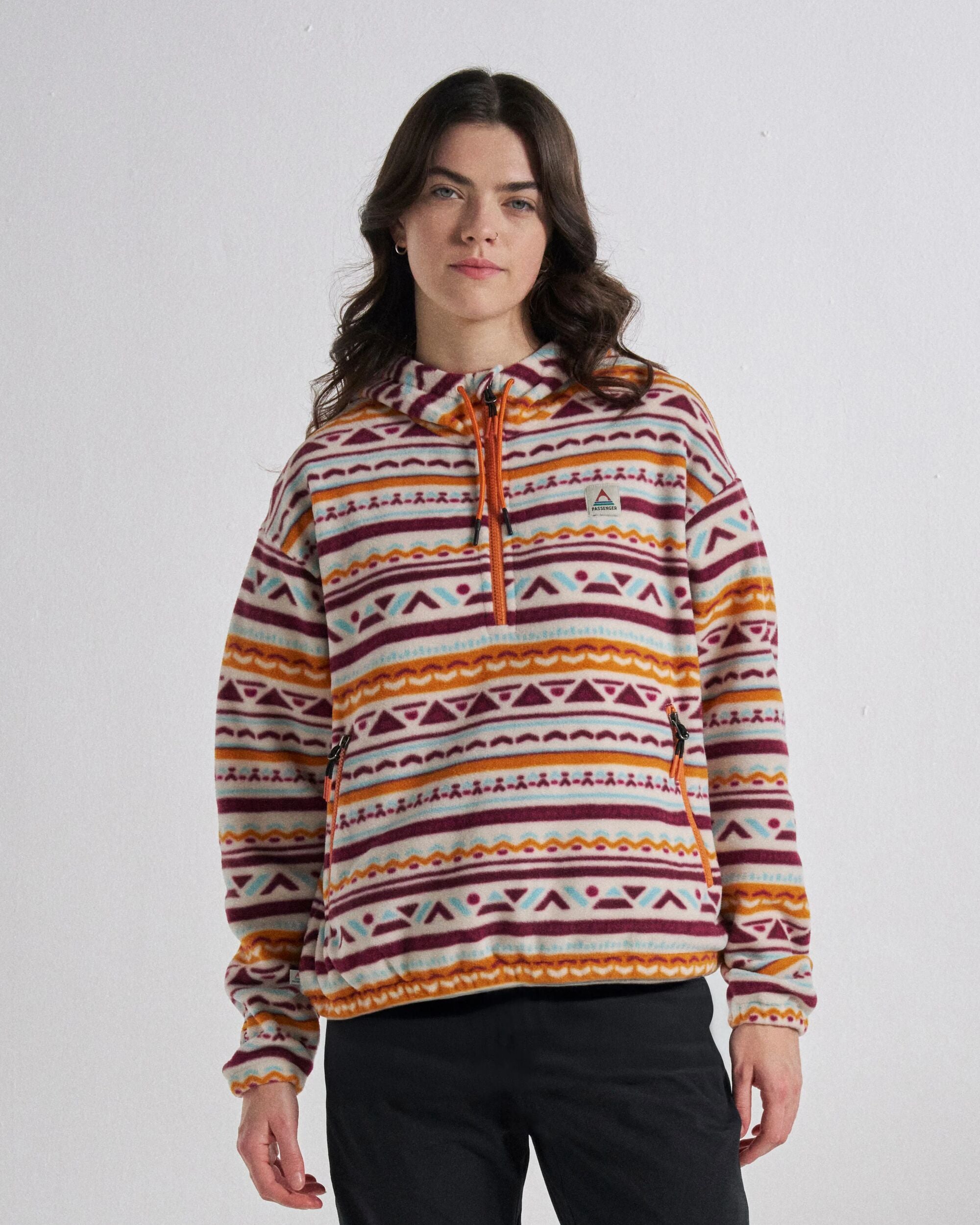 Ayla Micro Polartec® Hooded Fleece Geo Tracks Birch – Passenger