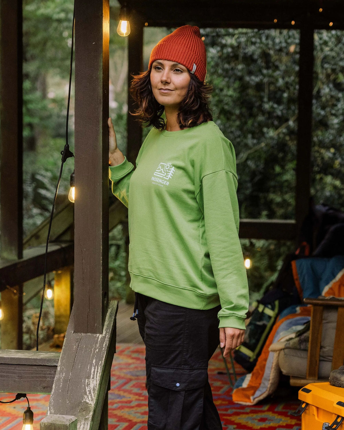 Phoenix Recycled Cotton Oversized Sweatshirt - Pear Green - Lifestyle