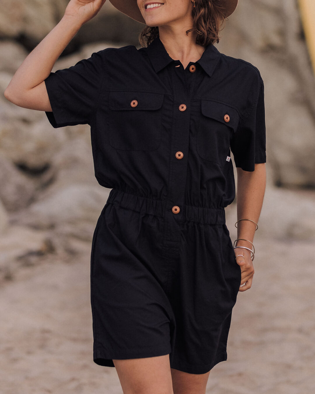 Topaz Short Boiler Suit Black – Passenger - Main Image