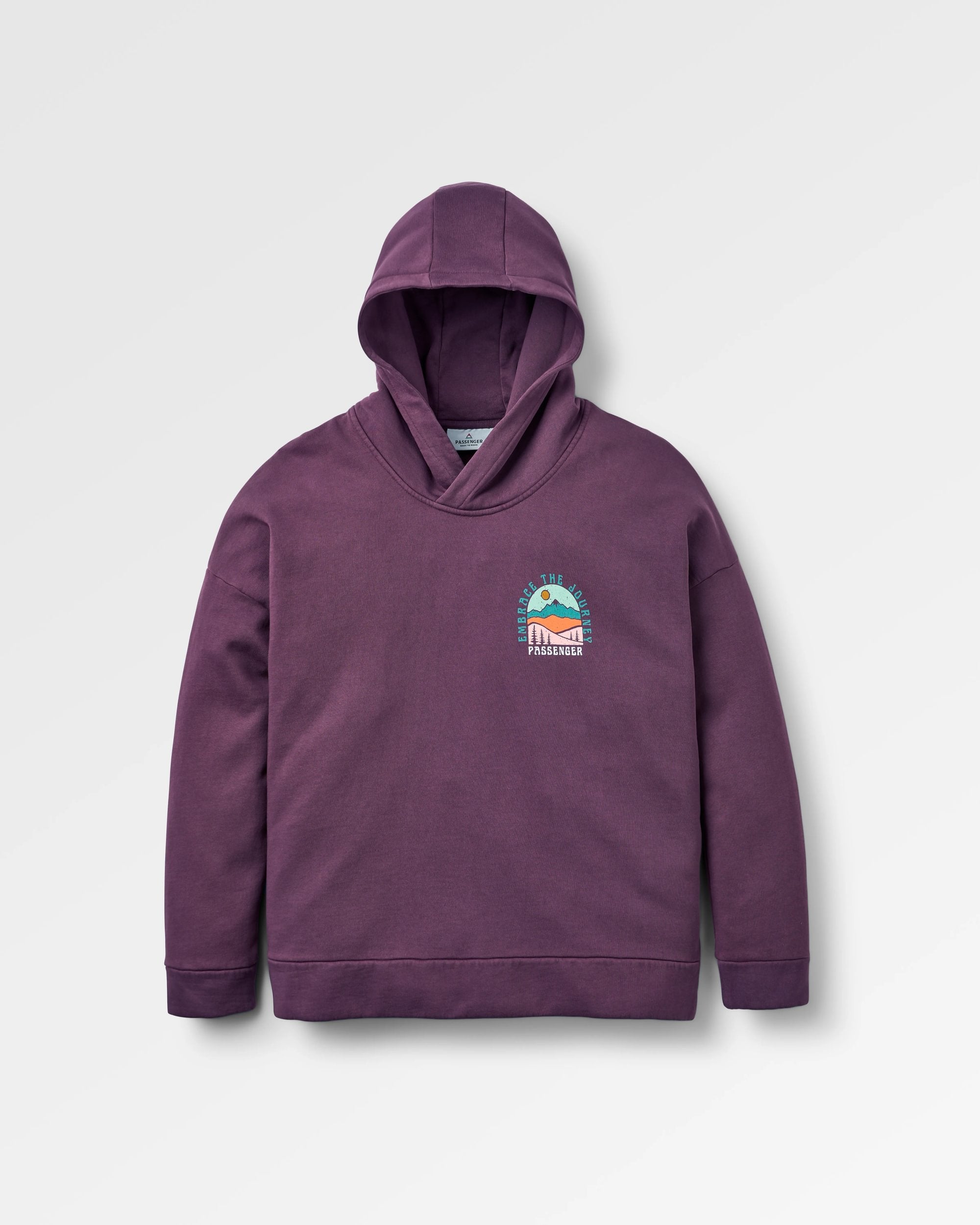 Outlook Recycled Cotton Hoodie - Deep Plum - Flatlay