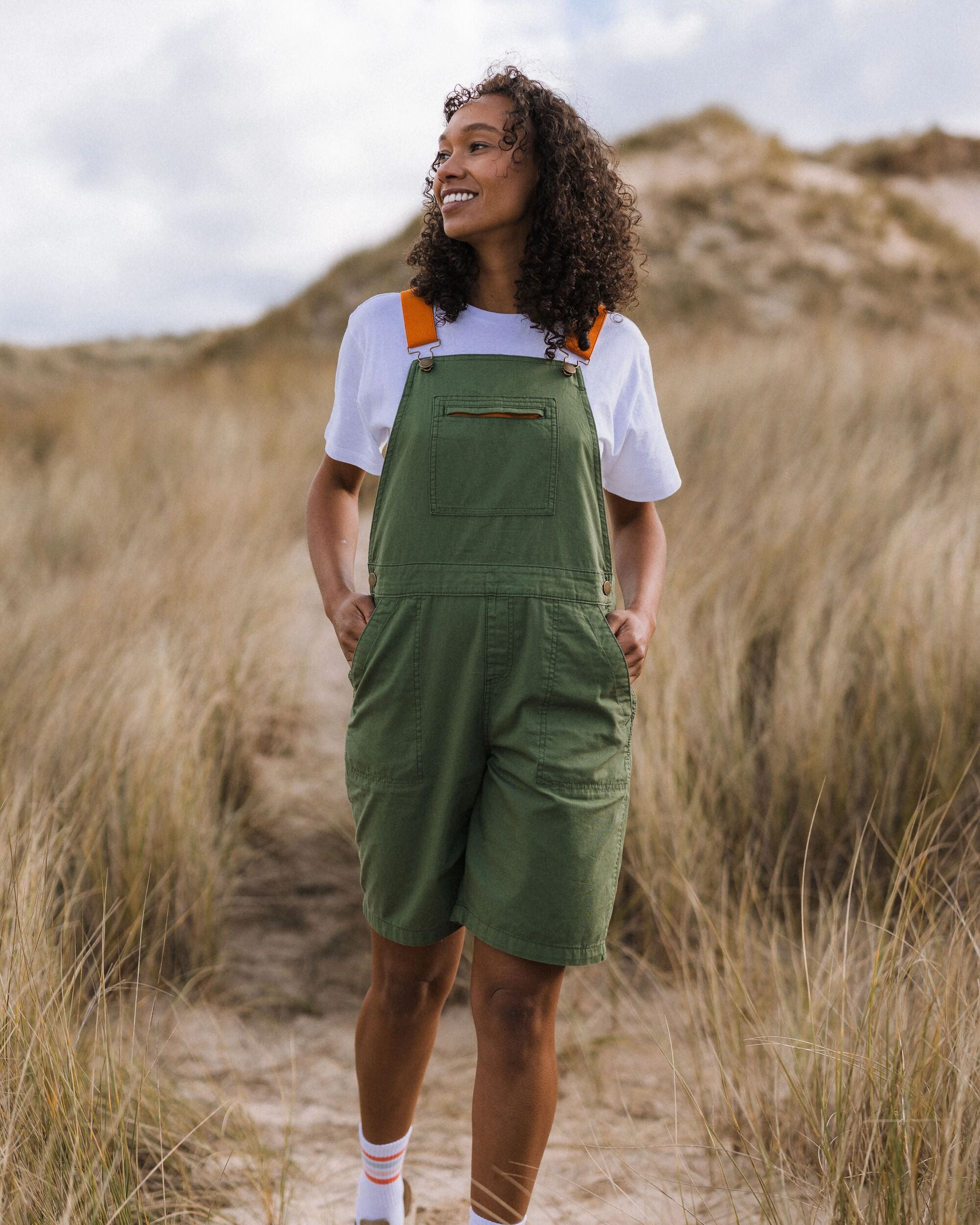 Shuffle Light Cotton Short Dungarees Wild Green – Passenger