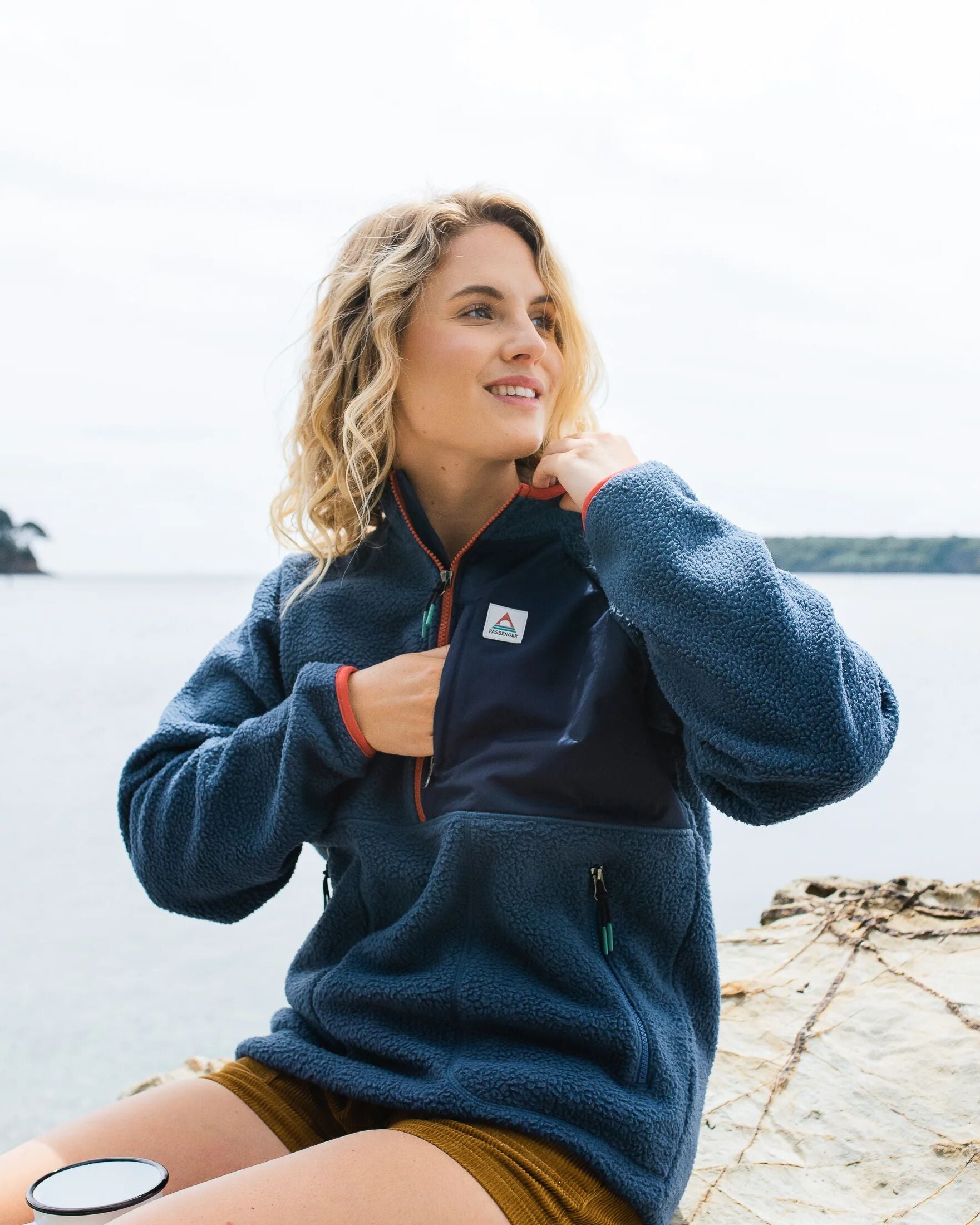 Home Recycled Sherpa Fleece - Dark Denim - Lifestyle
