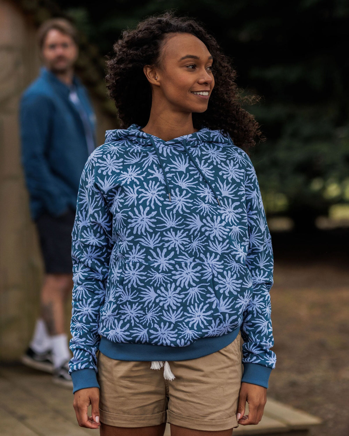 Arame Cotton Hoodie - Seaweed Blue Steel - Lifestyle