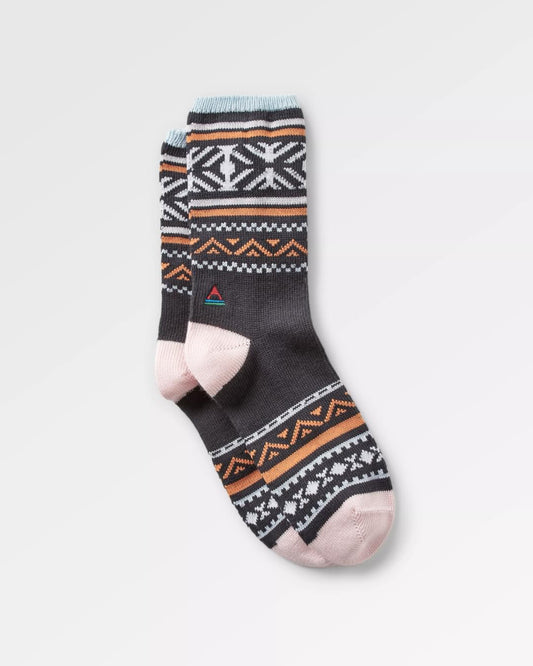 Organic Mid-weight Patterned Socks - Charcoal
