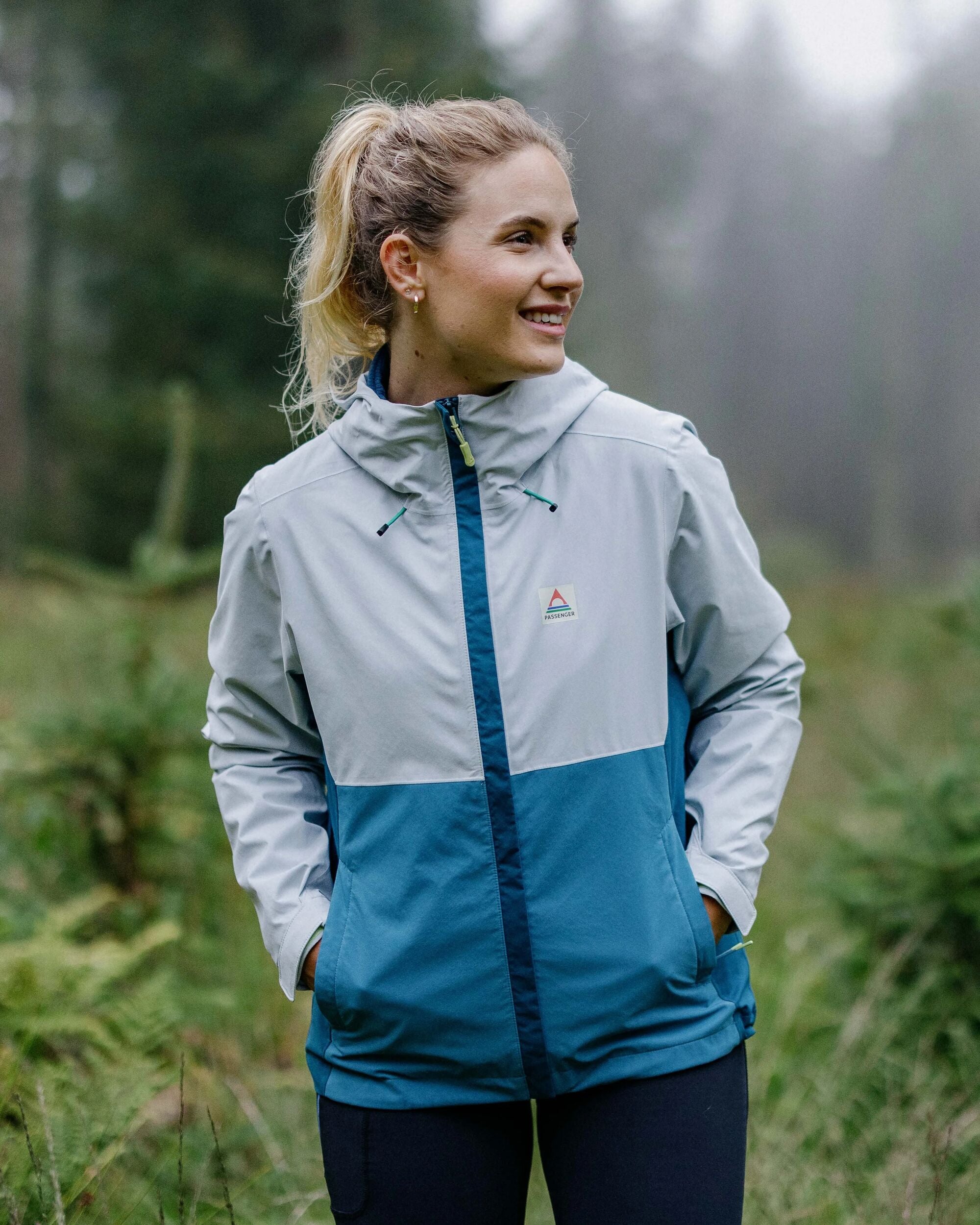 Rainstorm Recycled Waterproof Jacket - Grey Blue/Blue Steel - Lifestyle