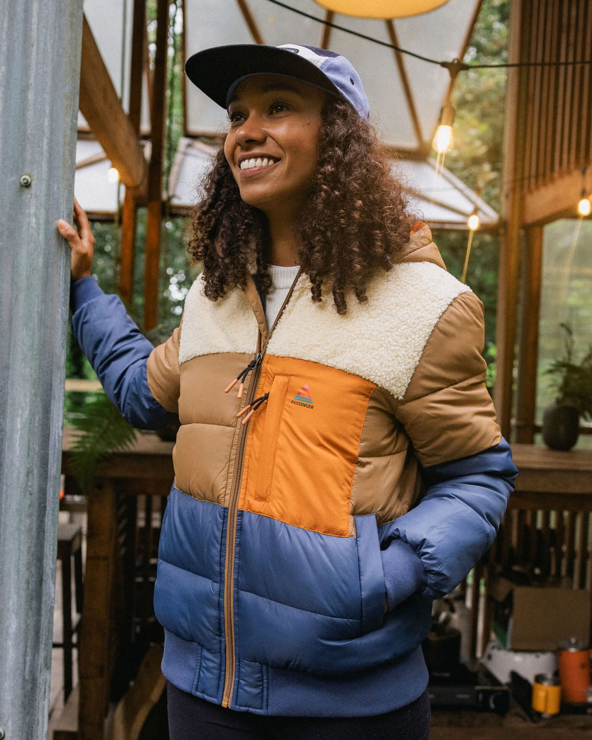 Inspire Recycled Insulated Hooded Jacket - Dark Denim/Toffee - Lifestyle