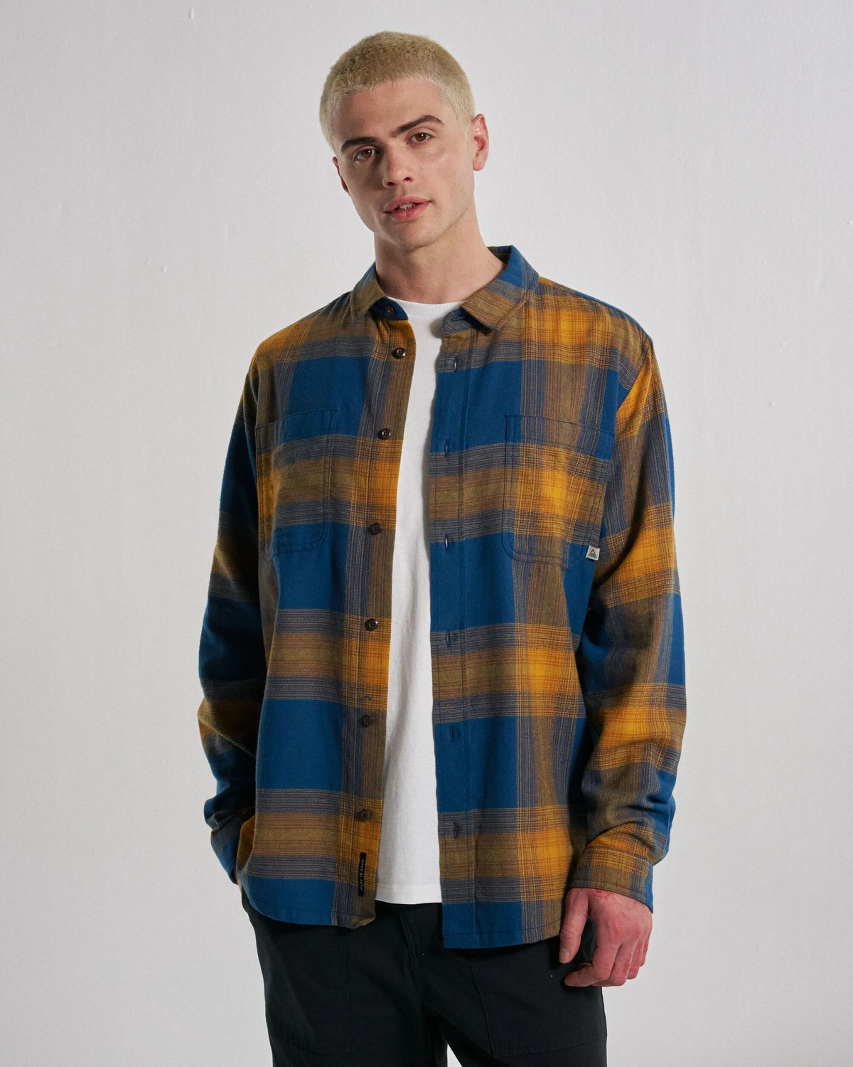 Backcountry Check Light Shirt - Rich Navy/Spruce Yellow Check - Studio Model