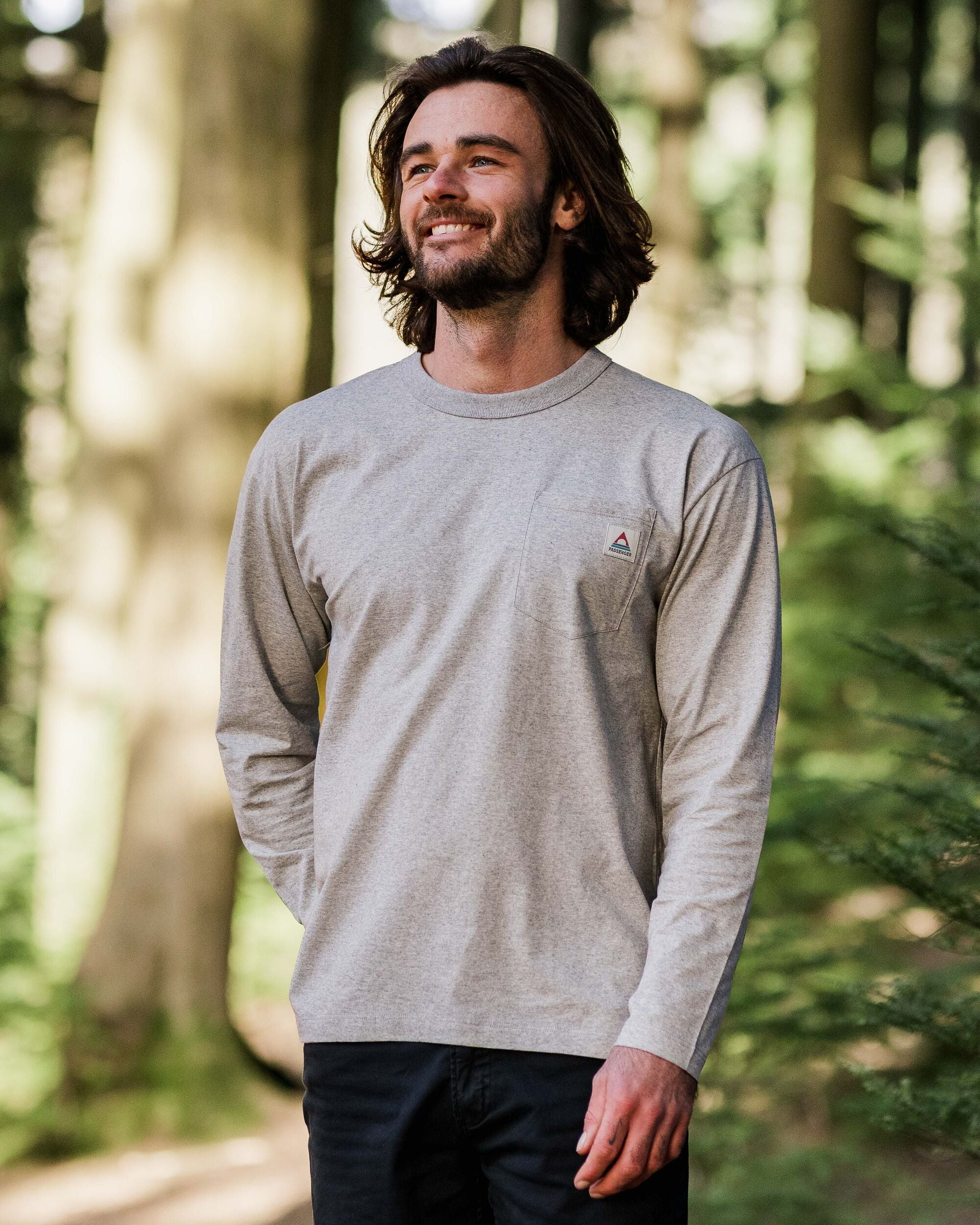 Heritage Recycled Relaxed Fit LS T-Shirt - Grey Marl - Lifestyle