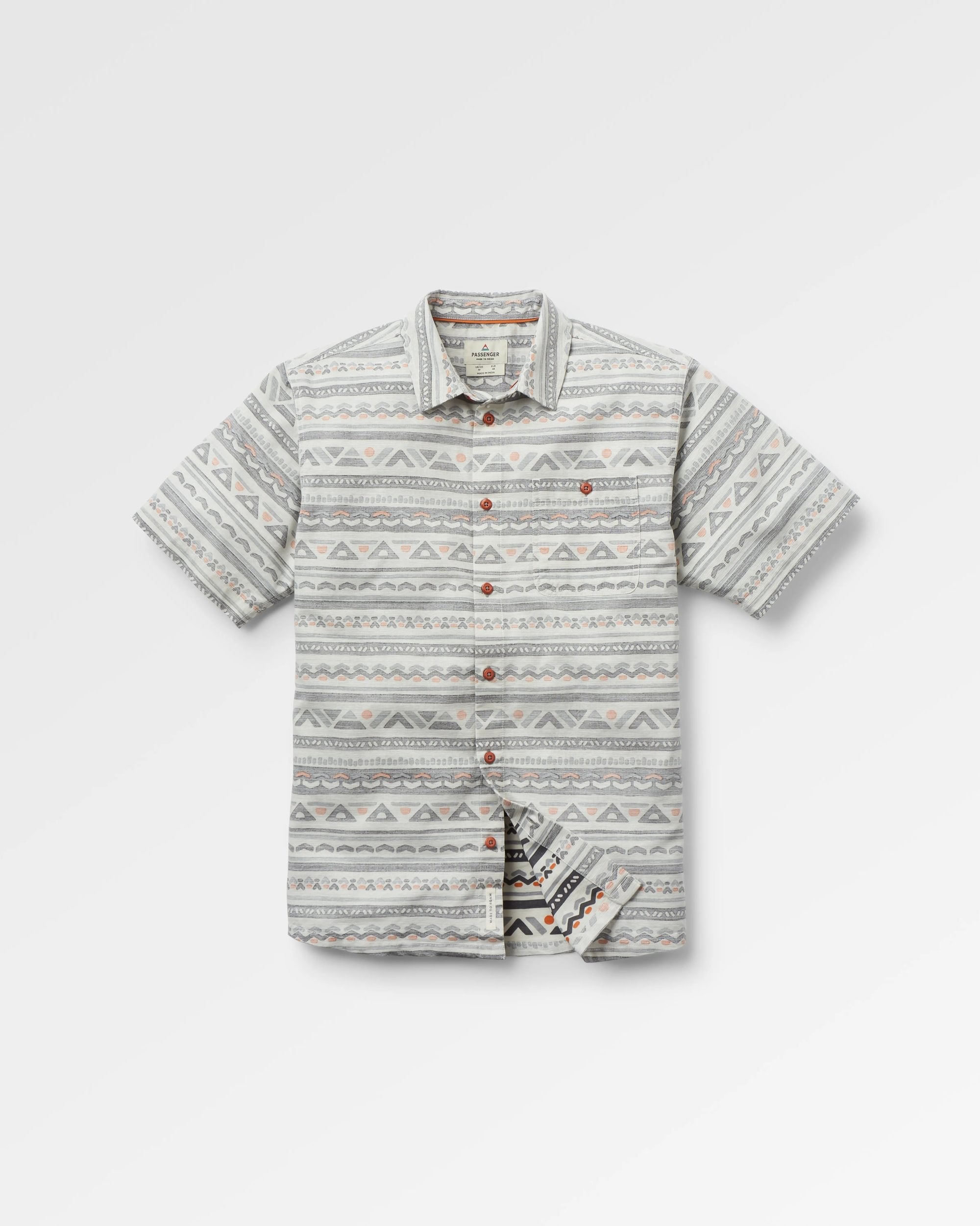 Chill Textured Short Sleeve Shirt - Geo Track Storm Grey - Flatlay