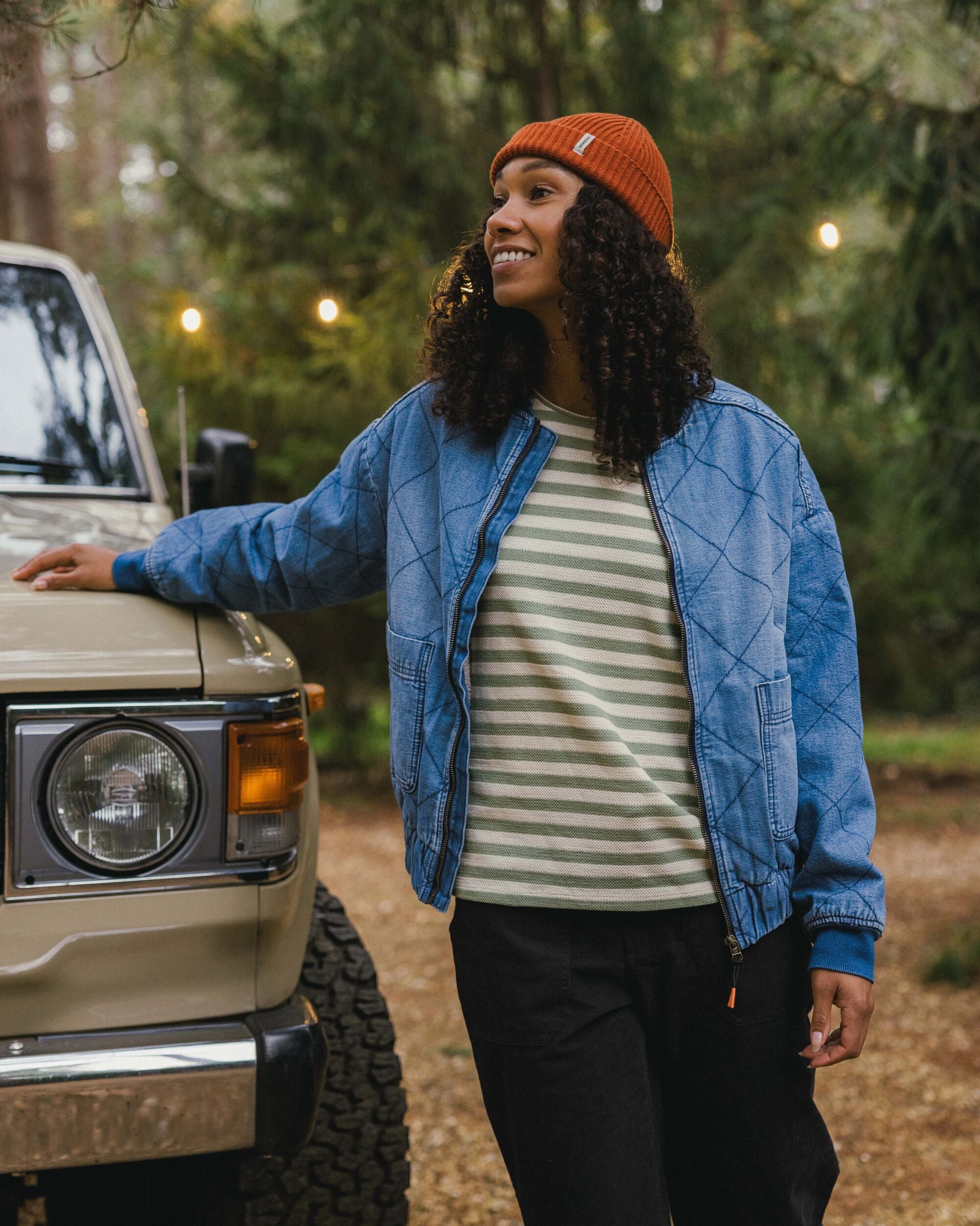 Lucia Denim Sherpa Lined Bomber Jacket Denim Blue – Passenger