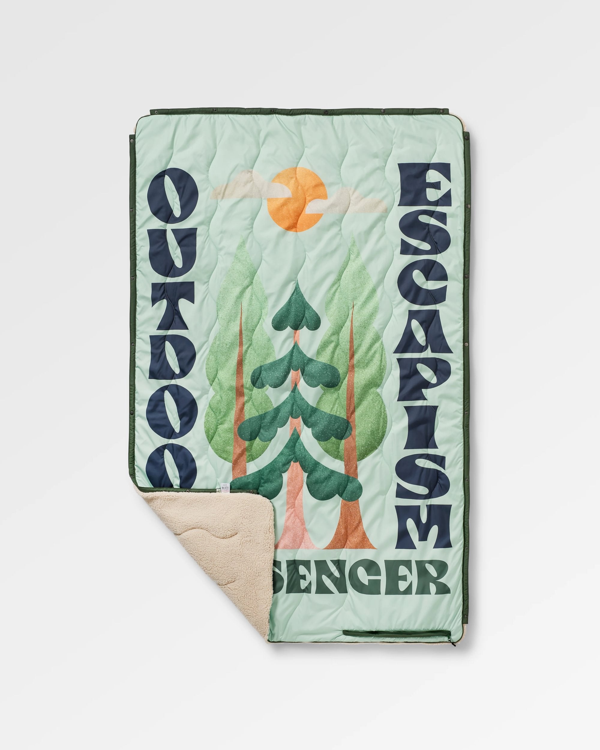 Cabin Recycled Sherpa Blanket - Spearmint - Flatlay