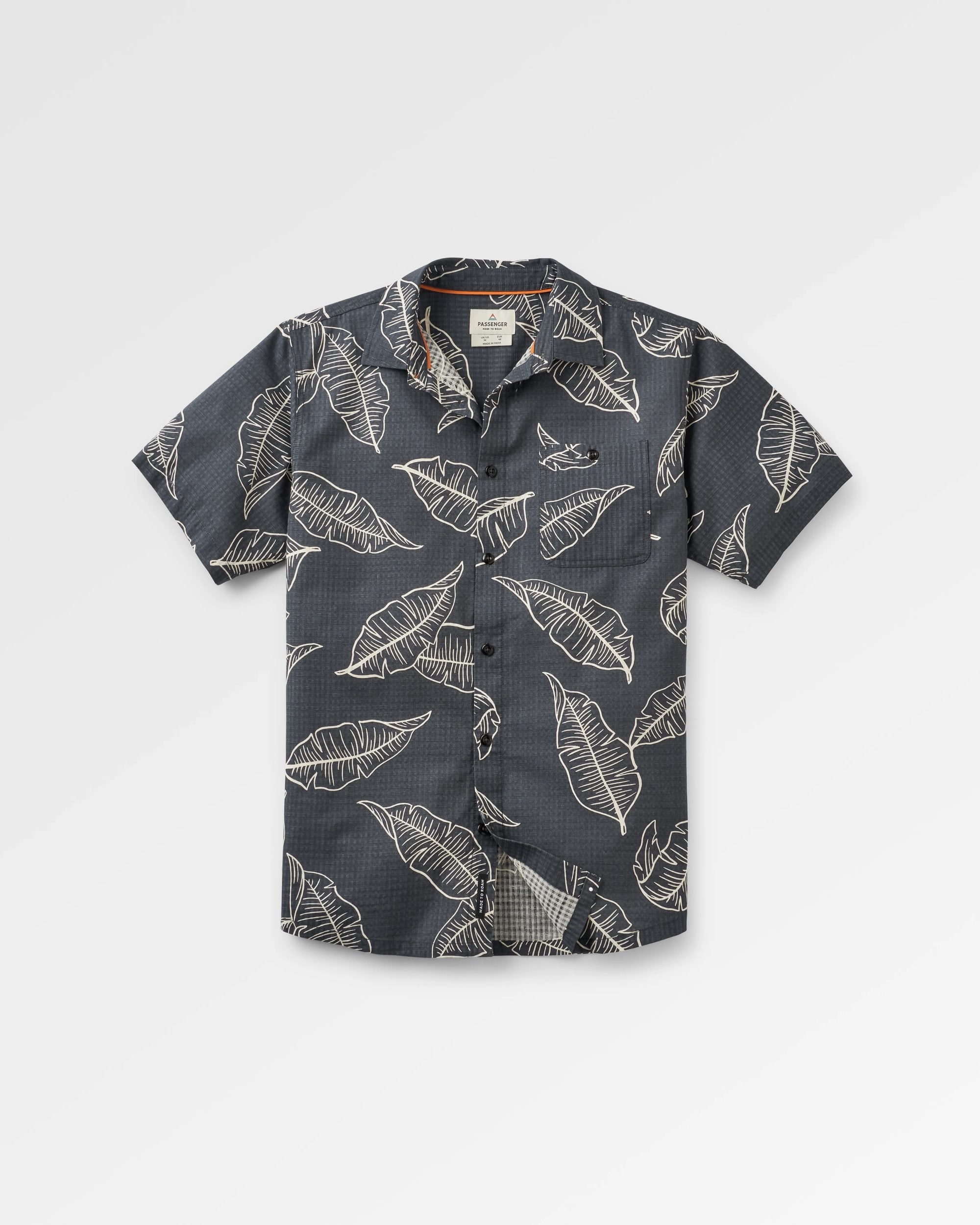 Chill Textured Organic Cotton Short Sleeve Shirt - Palm Faded Black - Flatlay