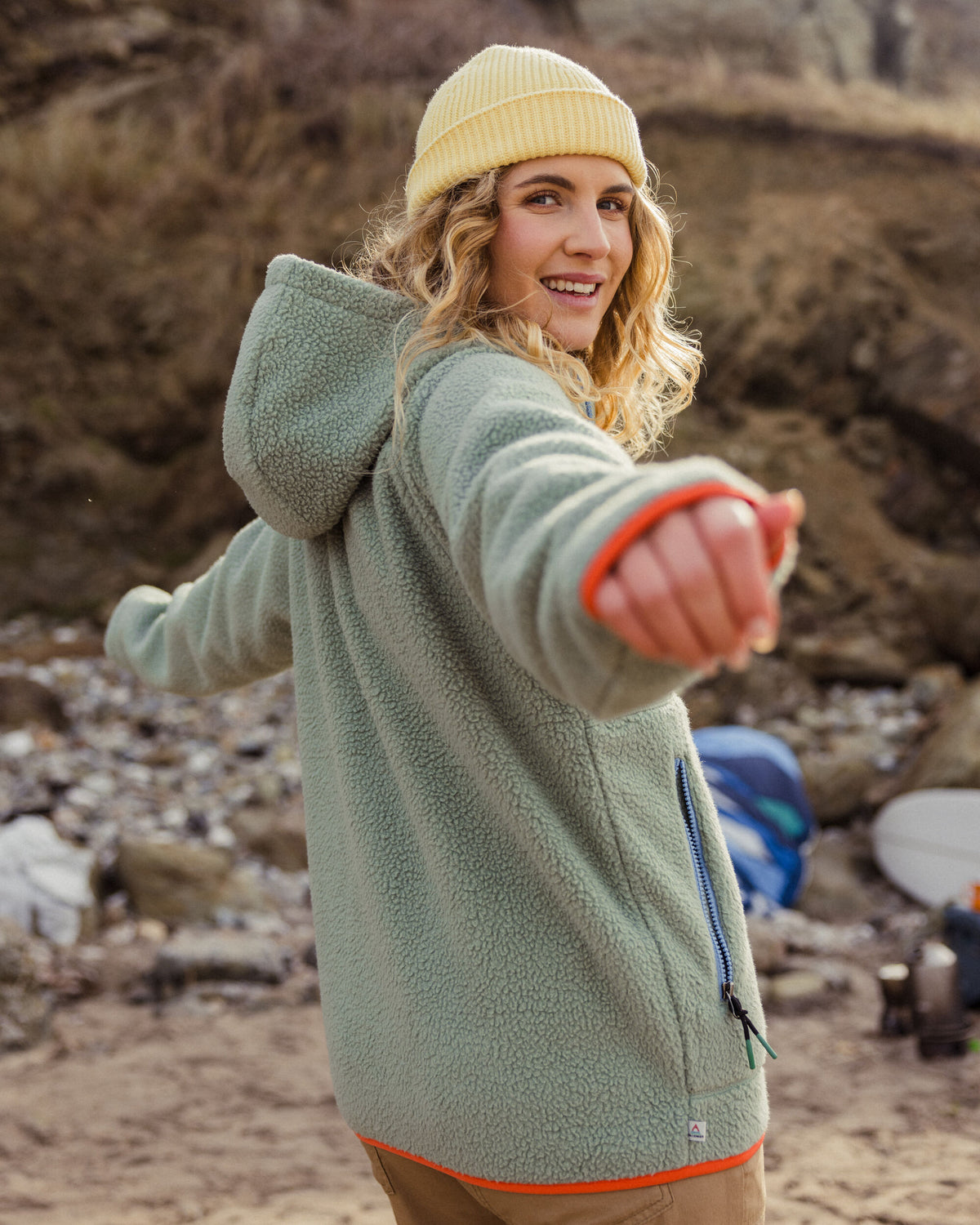 North Coast Full Zip Sherpa Fleece - Pistachio - Lifestyle