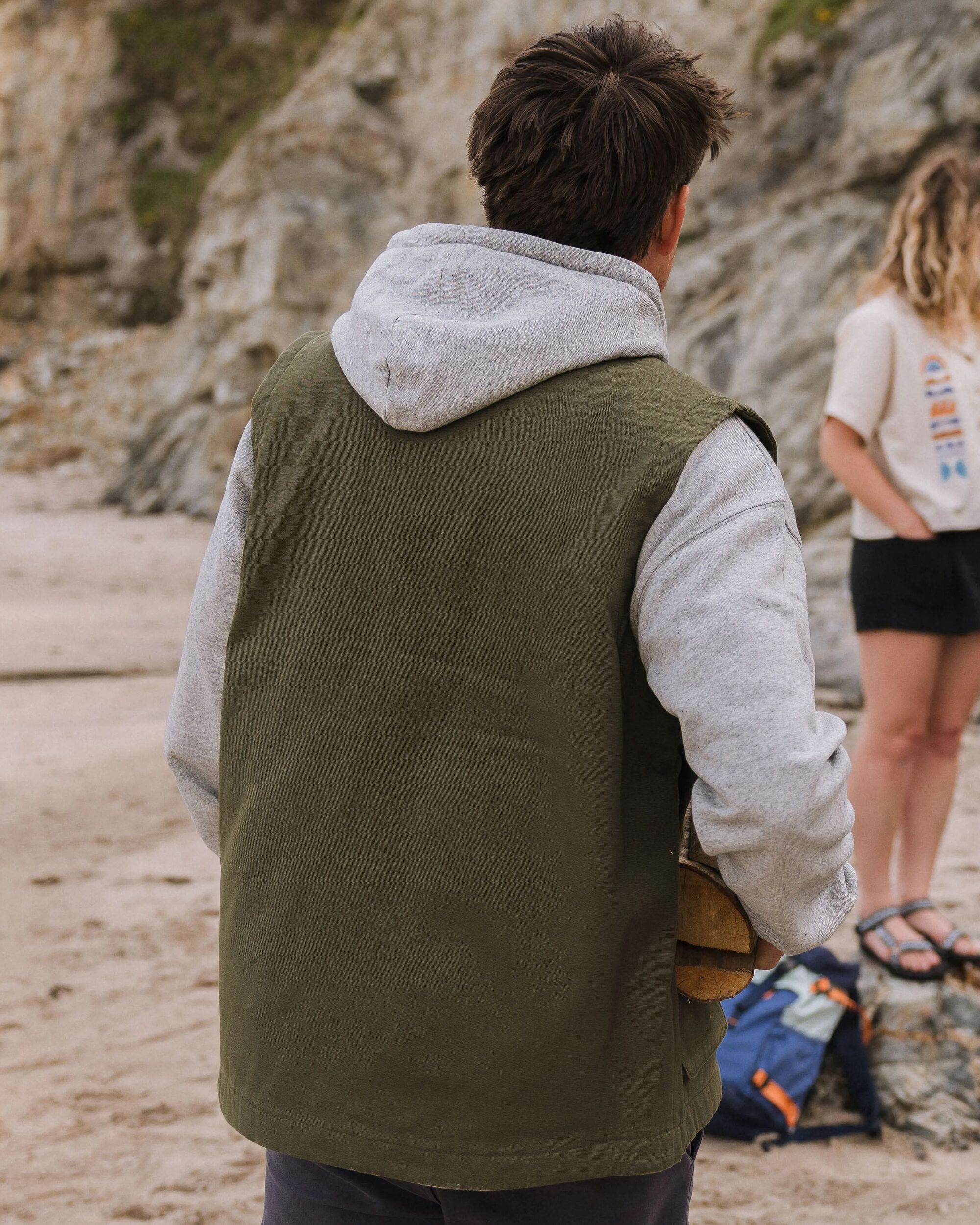 Explorers Organic Cotton Canvas Gilet - Khaki - Lifestyle