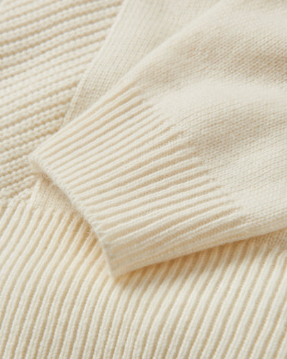 Hideout Oversized Recycled Knitted Jumper - Off White - Flatlay