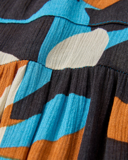 Zephyr Woven Maxi Skirt - Mountain Foliage Blue - Flatlay