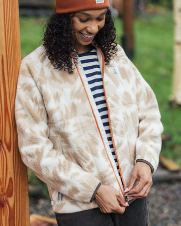 Fairbanks Full Zip Recycled Sherpa Fleece Abstract Mountain Birch