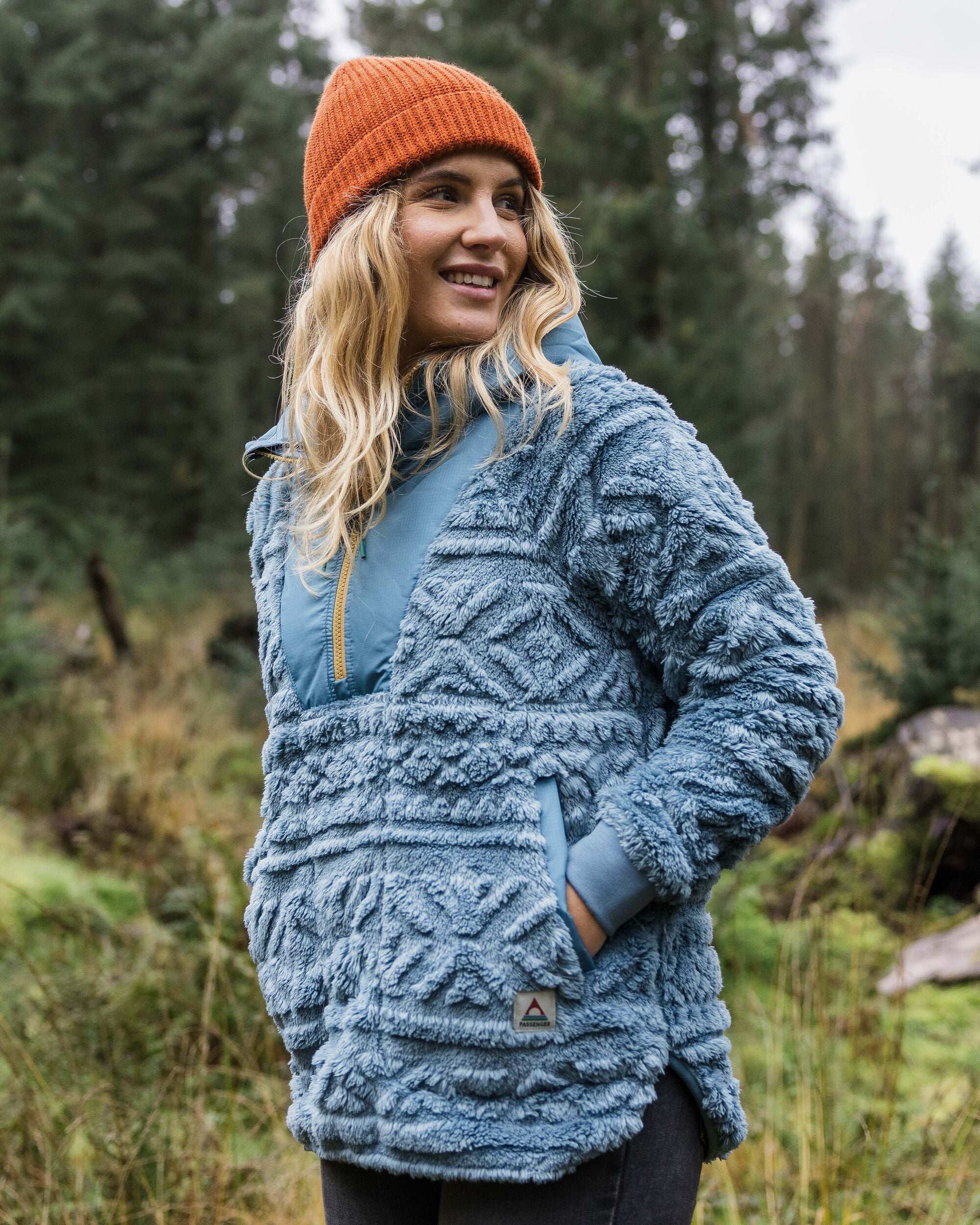 Holistic Sherpa Hooded Fleece - Washed Blue - Lifestyle