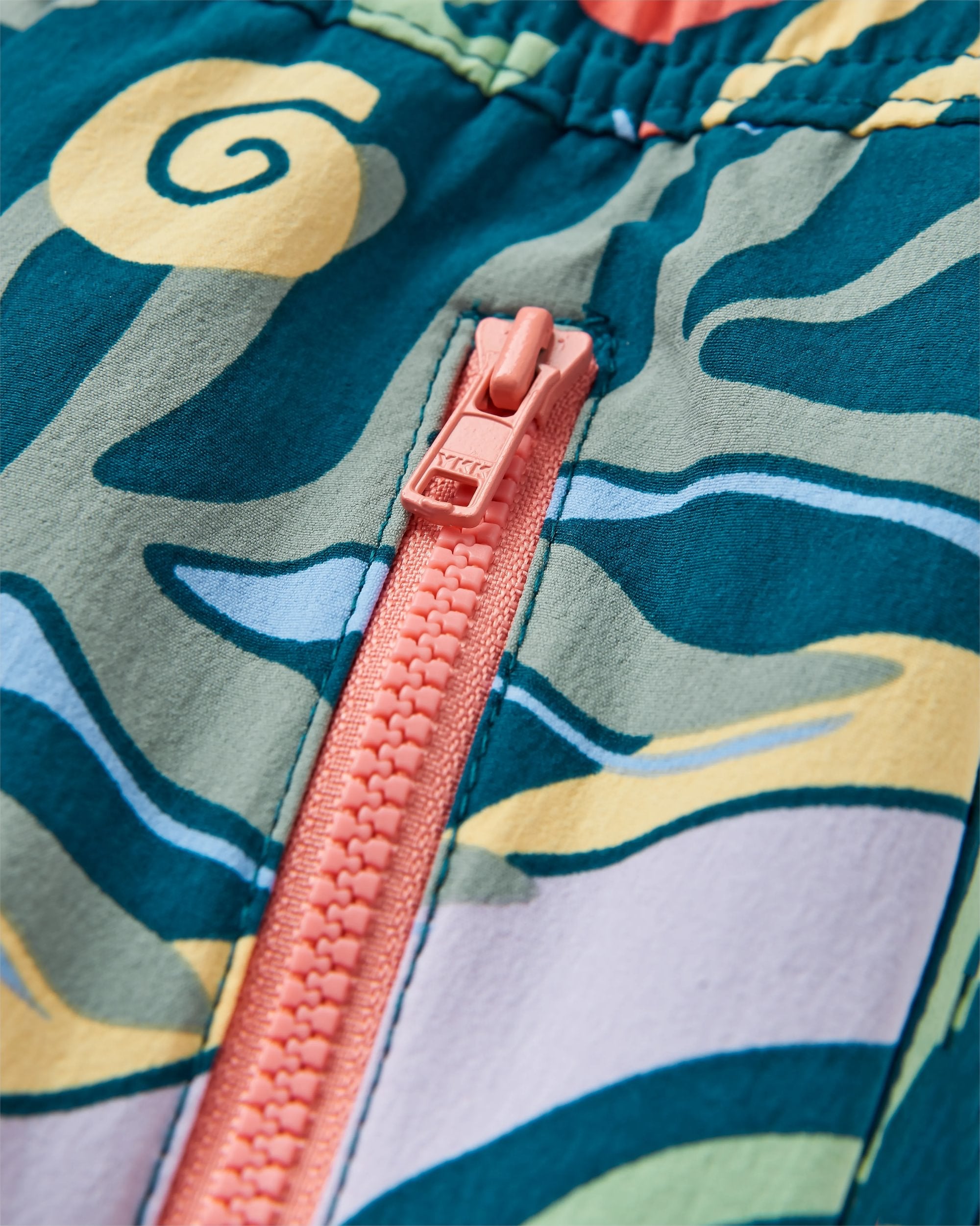 Way Out NetPlus® All Purpose Short - Abstract Seaweed Tidal Blue - Flatlay