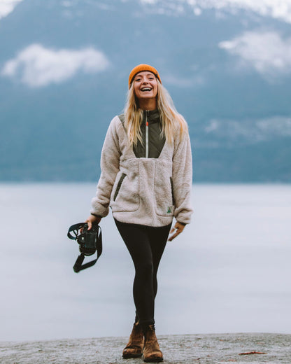 Beaumont Recycled Sherpa Hooded Fleece - Vintage White - IGC