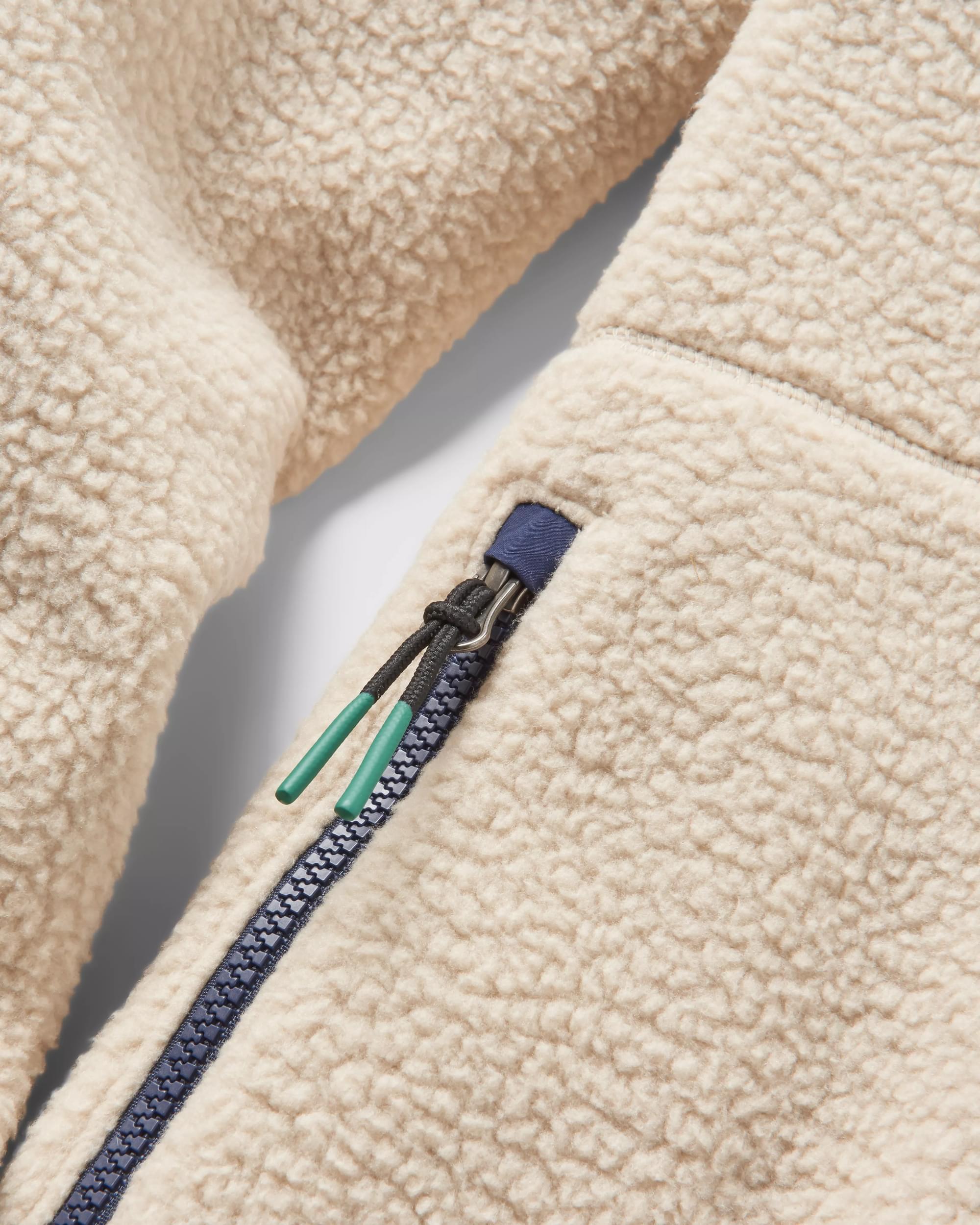 Offgrid 1/2 Zip Recycled Sherpa Fleece - Oatmeal/Navy - Flatlay