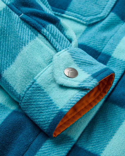 East Recycled Polar Fleece Shirt - Retro Blue Check  - Flatlay