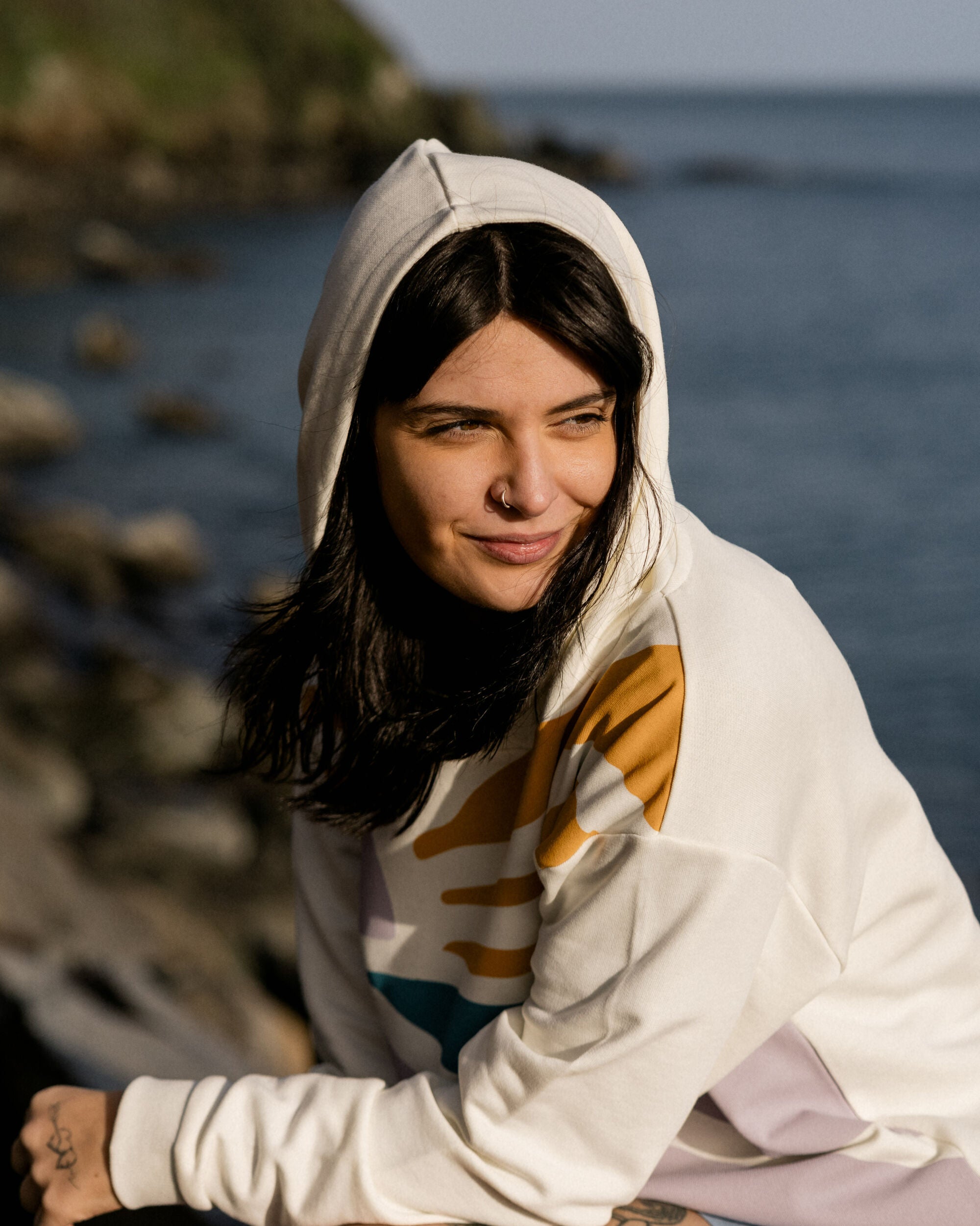 Sunsets Organic Cotton Hoodie - Marshmallow - Lifestyle