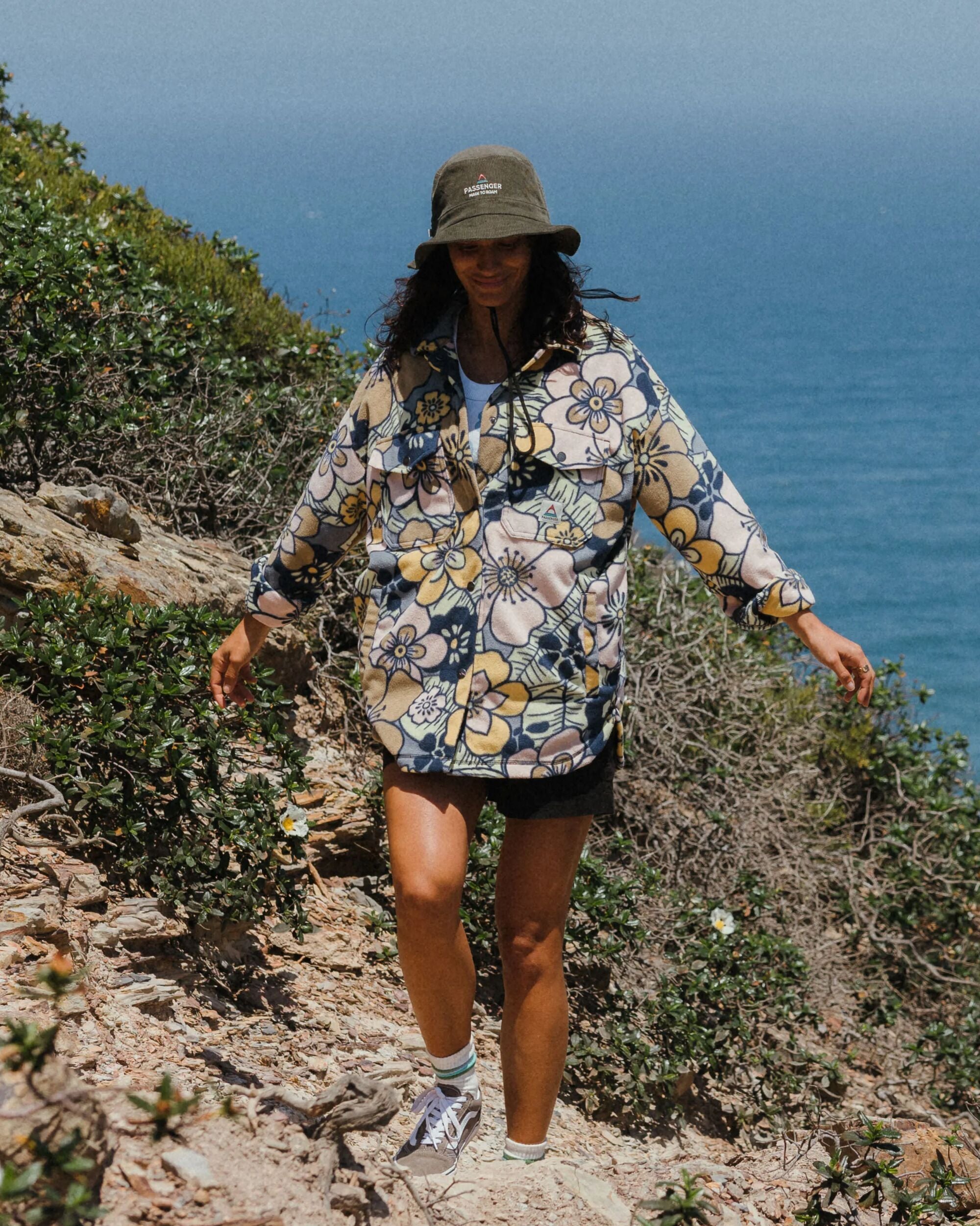 East Recycled Polar Fleece Shirt - Vintage Floral Sunlight - Lifestyle