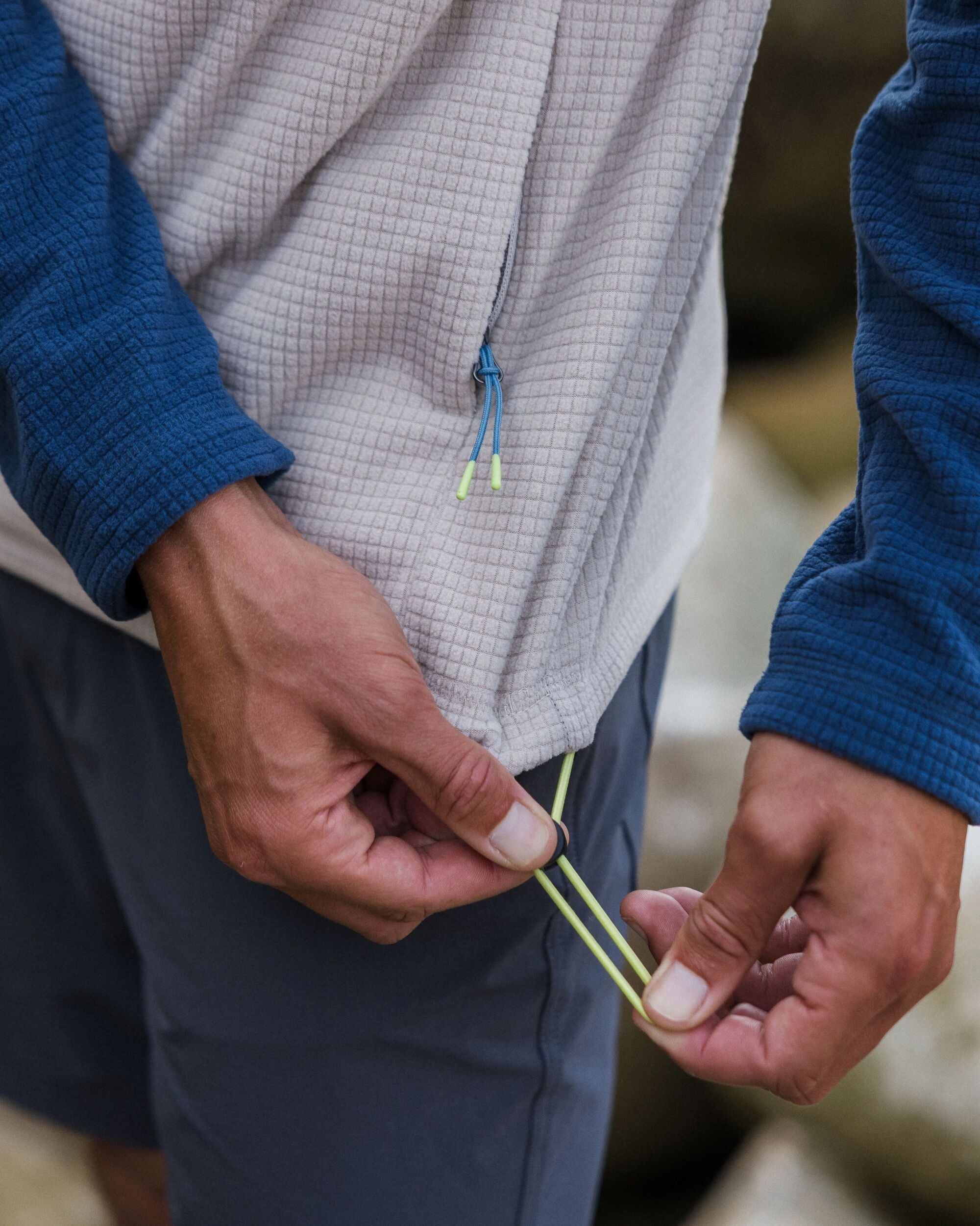 Overlook Recycled Grid Polar Fleece - Dark Denim/Pebble Grey - Lifestyle