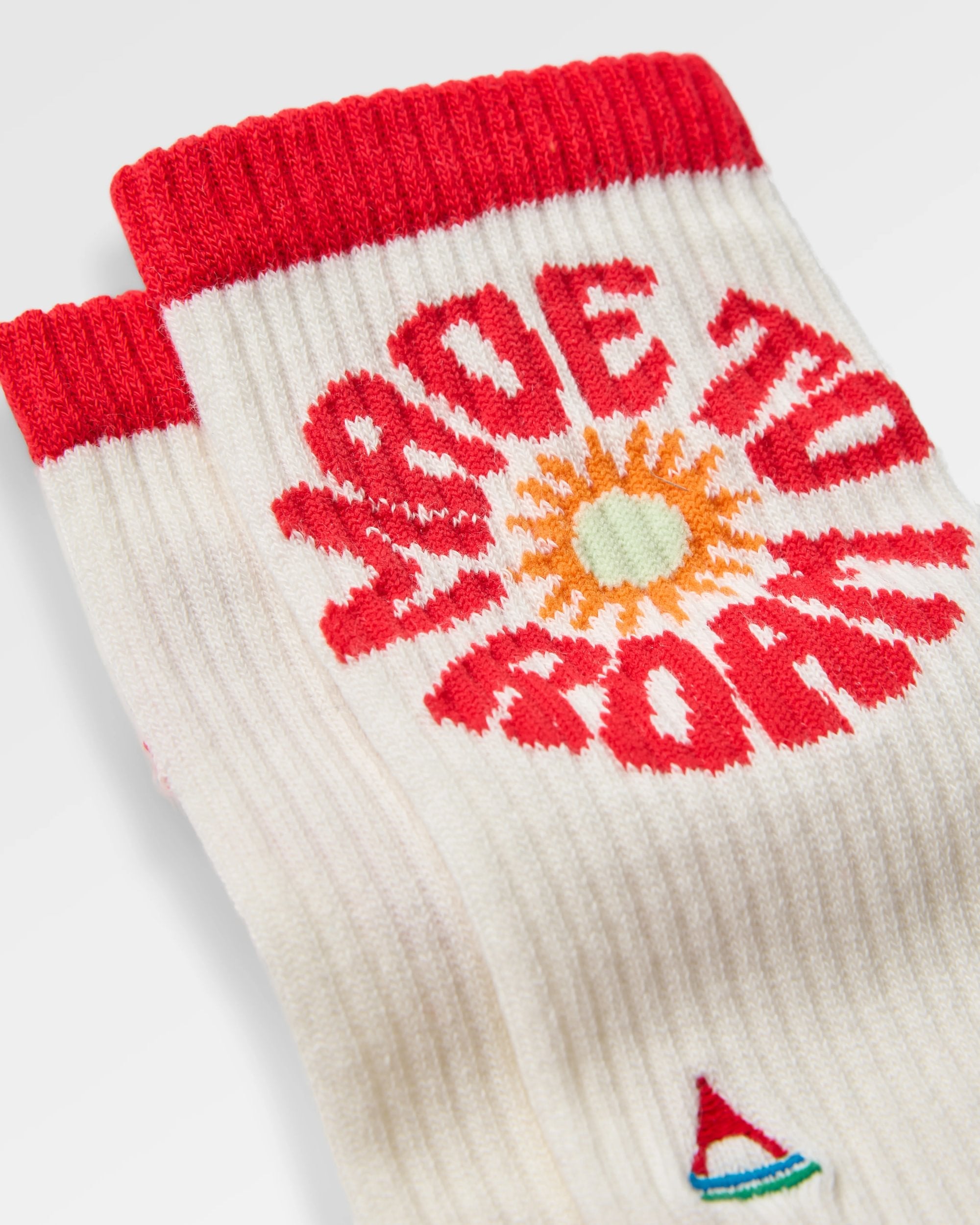 Made to Roam Graphic Crew Socks - White - Flatlay