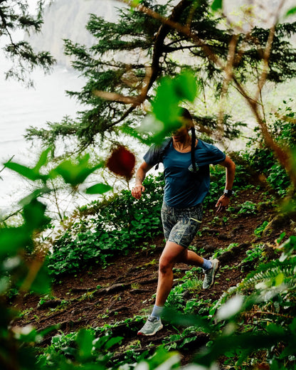 Chakra Tie Back Active Recycled T-Shirt - Blue Steel - Lifestyle