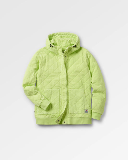 Clementine Recycled Quilted Popper Up Hoodie - Lime Juice