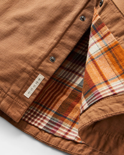 Way Flannel Lined Overshirt - Toffee - Flatlay