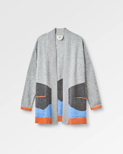 Scenic 'Light' Long Knitted Cardigan - Scenic Grey - Flatlay